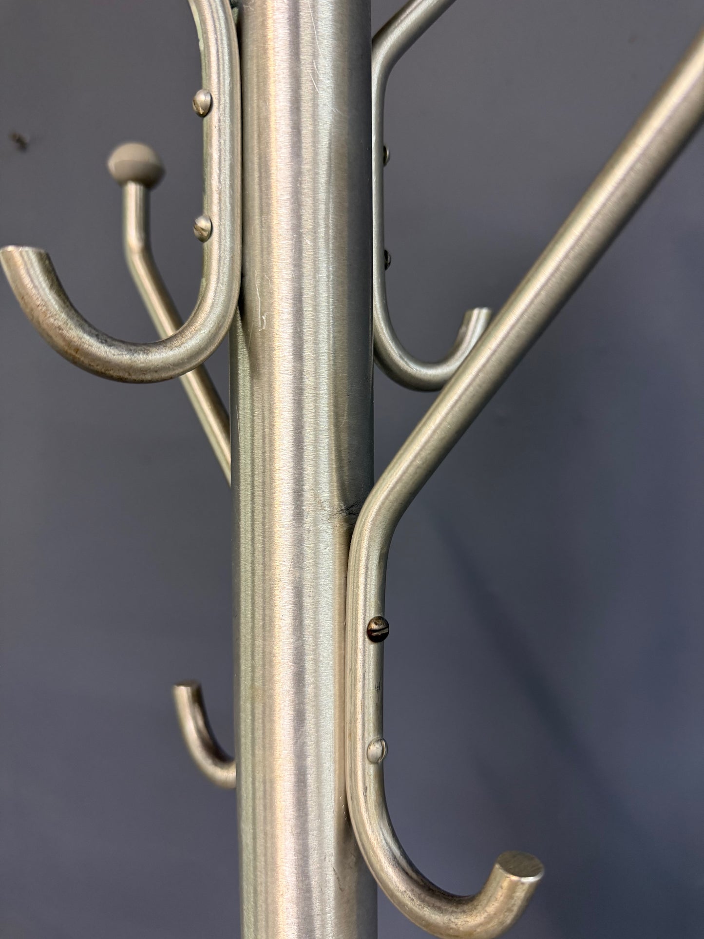 Mid-Century Modern Aluminum Coat Rack – Branch-Form Hall Tree w/ Ball Finials