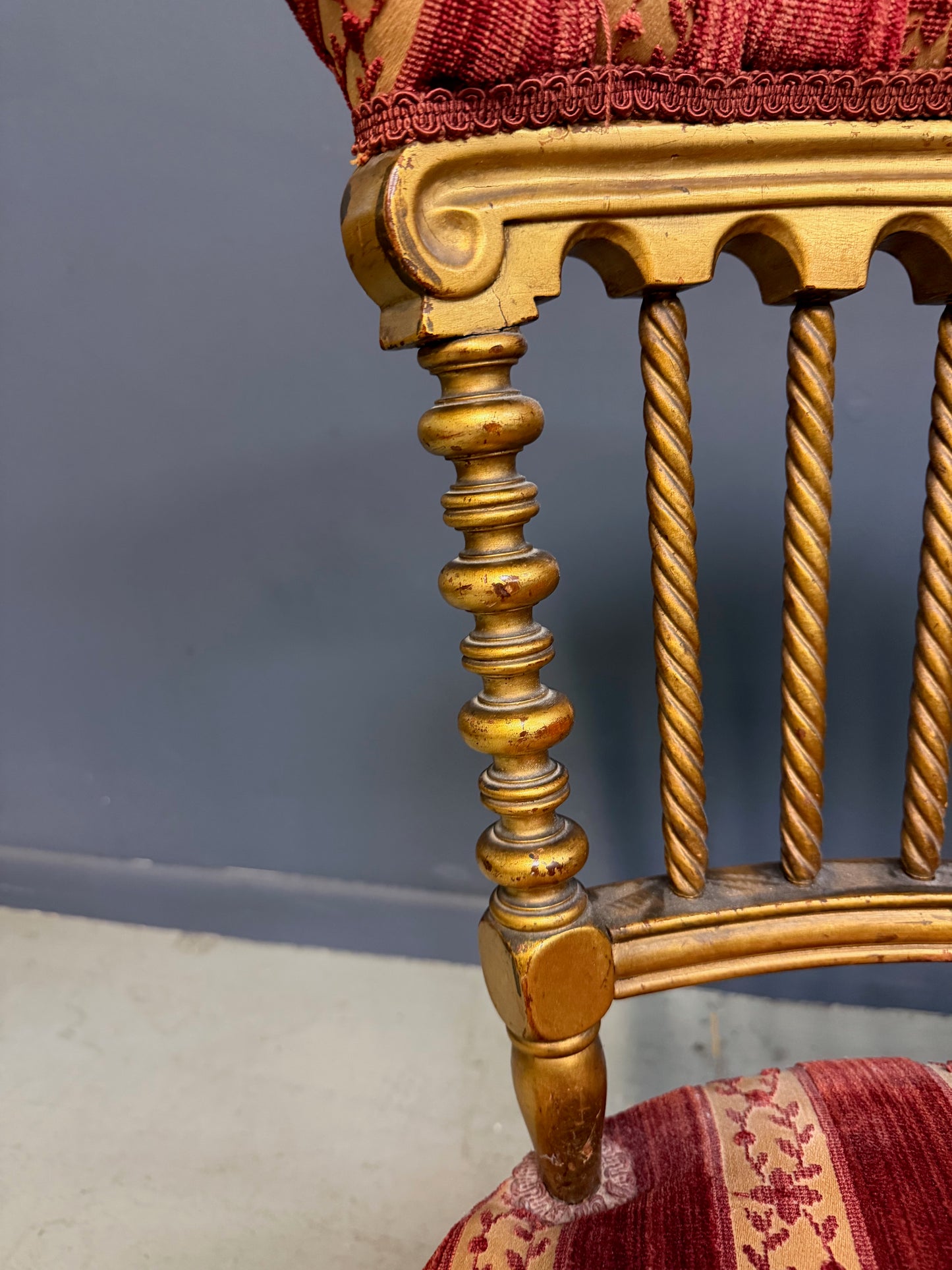 French Napoleon III Giltwood SpindleBack Chair in the Louis XVI Taste circa 1870