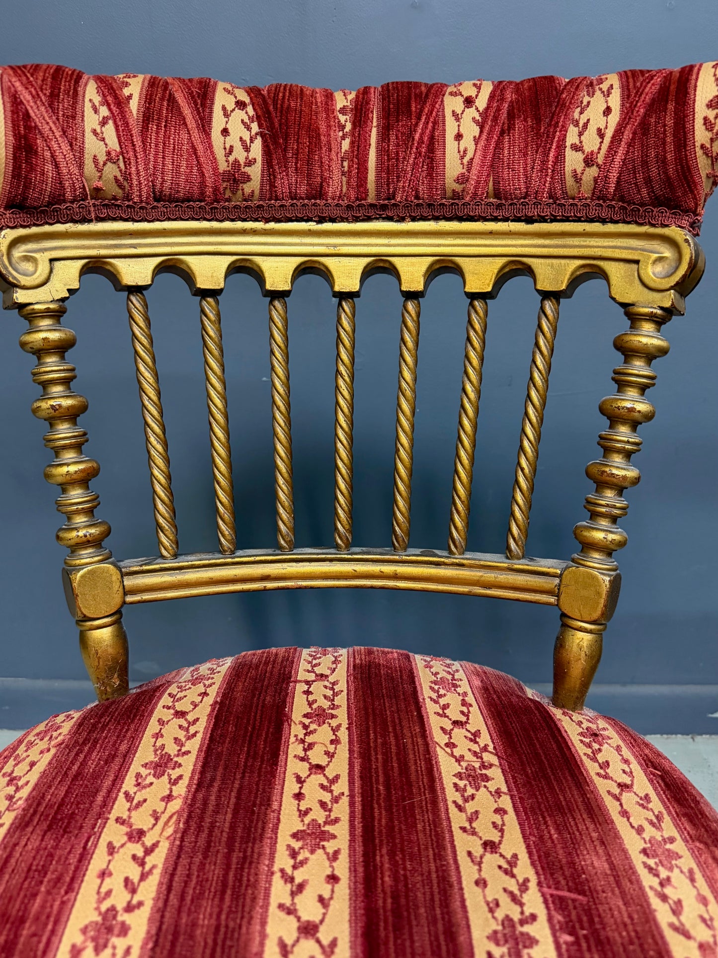 French Napoleon III Giltwood SpindleBack Chair in the Louis XVI Taste circa 1870