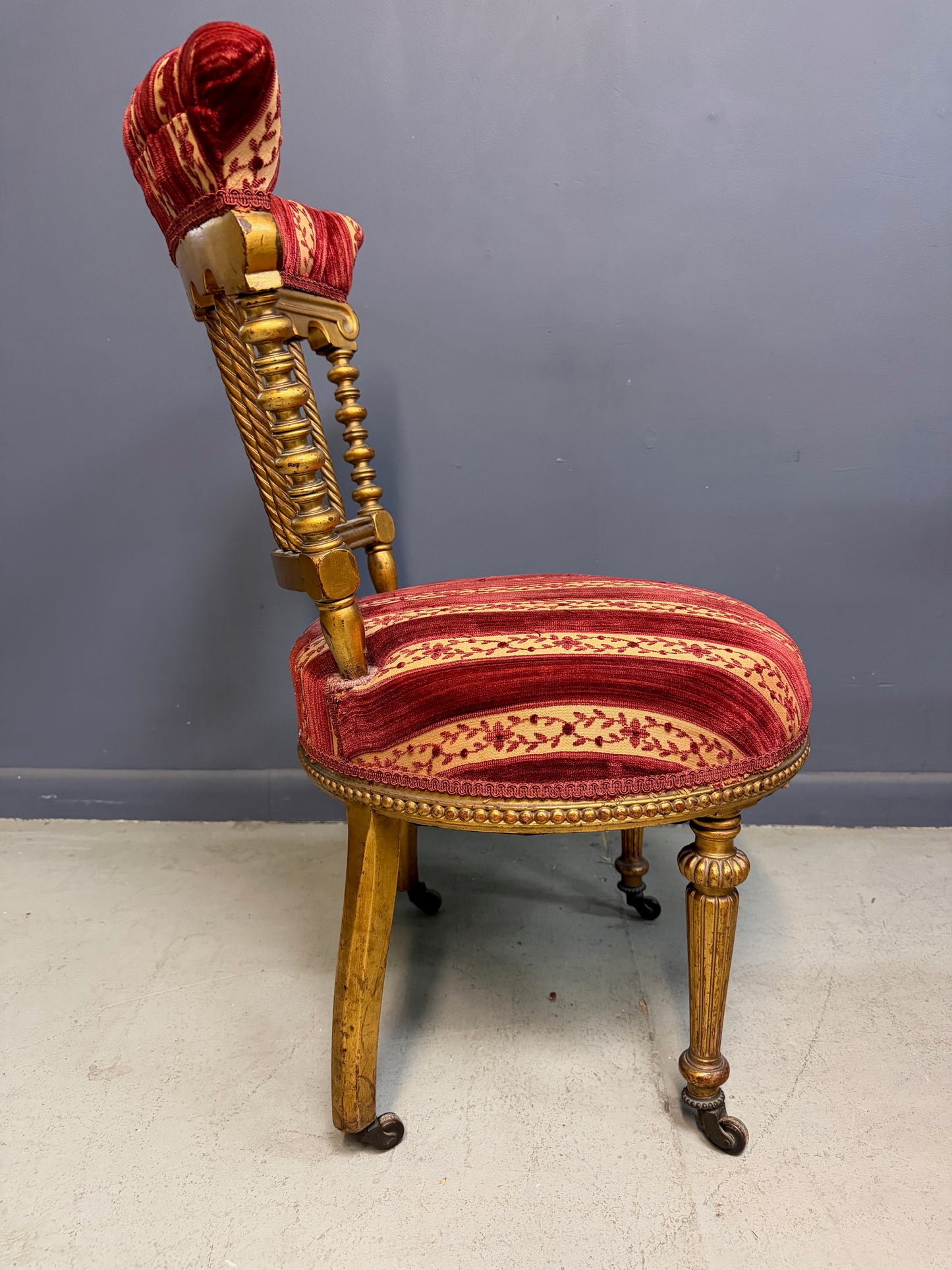 French Napoleon III Giltwood SpindleBack Chair in the Louis XVI Taste circa 1870