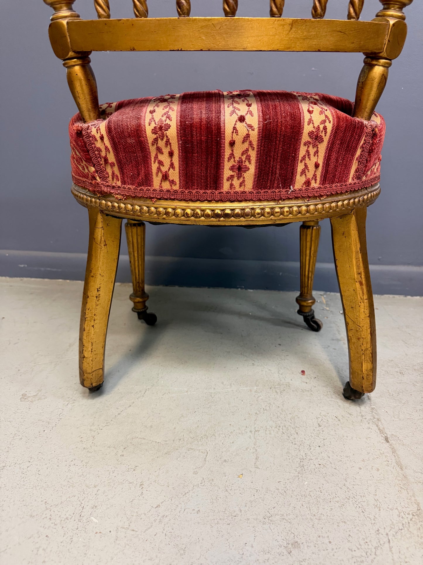 French Napoleon III Giltwood SpindleBack Chair in the Louis XVI Taste circa 1870