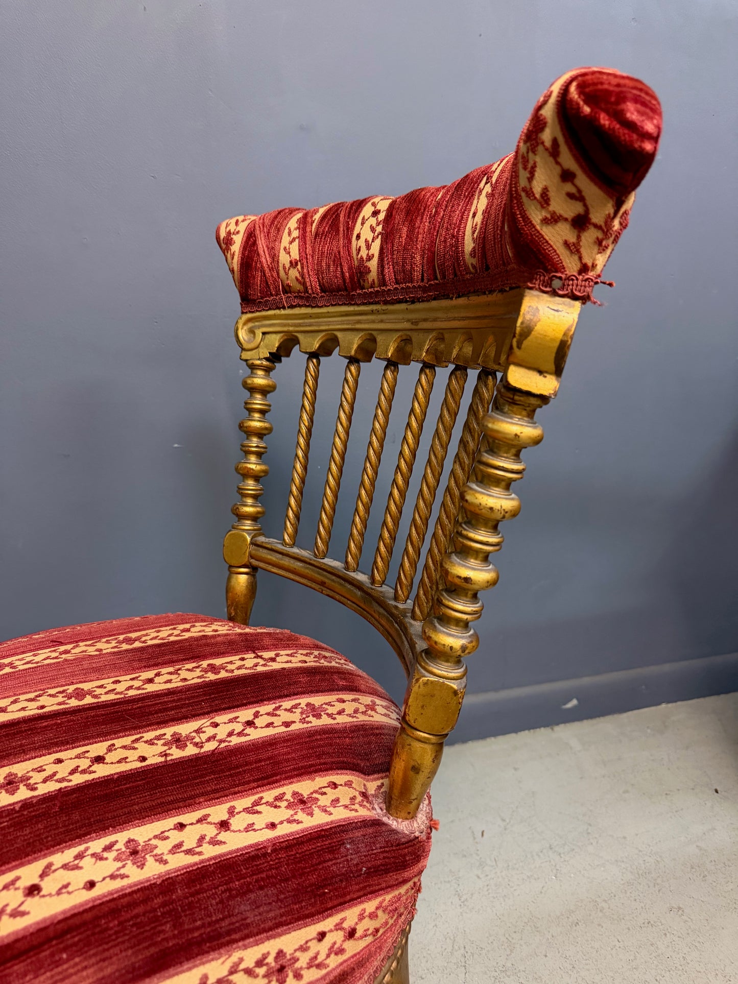 French Napoleon III Giltwood SpindleBack Chair in the Louis XVI Taste circa 1870