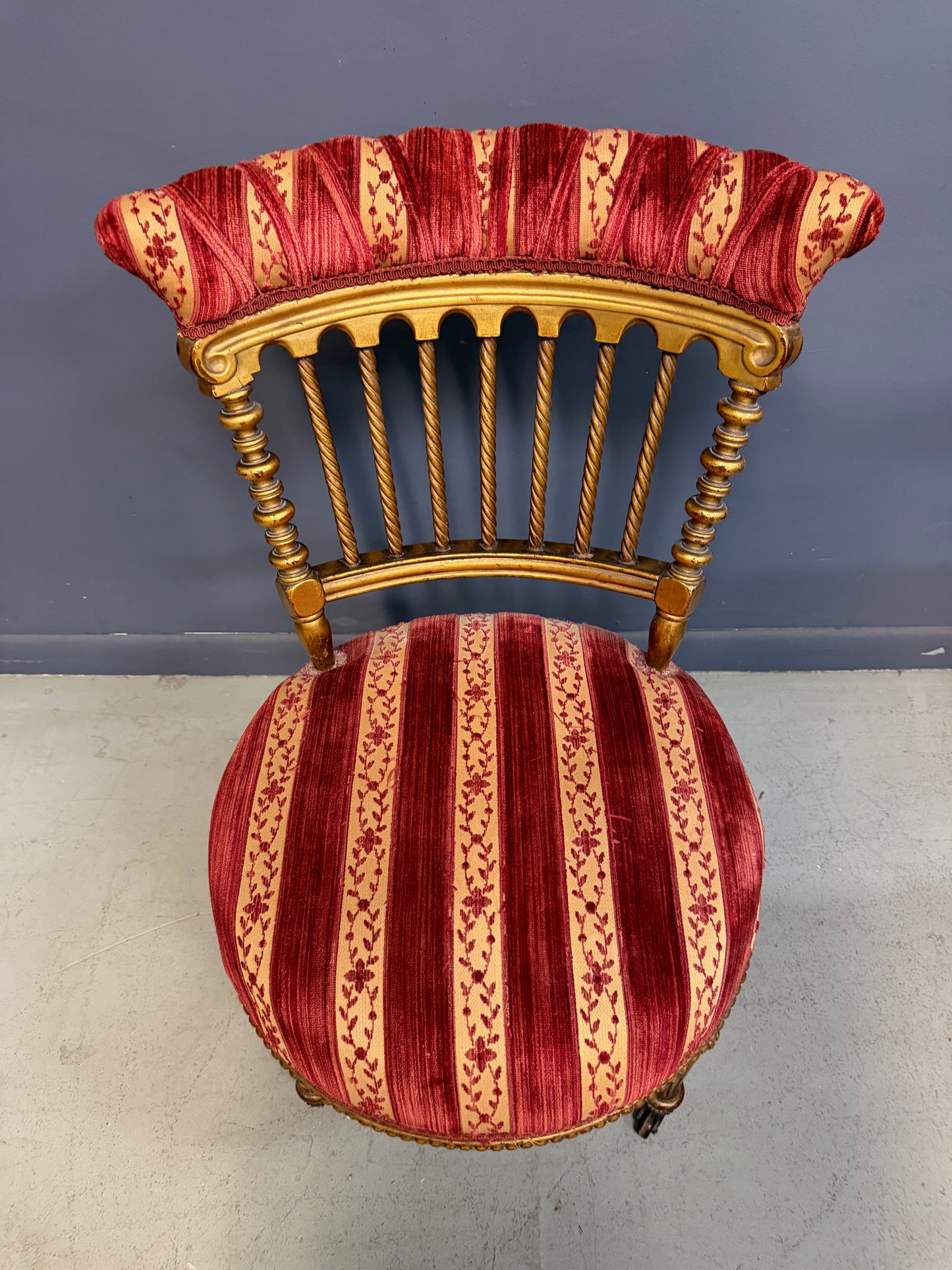 French Napoleon III Giltwood SpindleBack Chair in the Louis XVI Taste circa 1870
