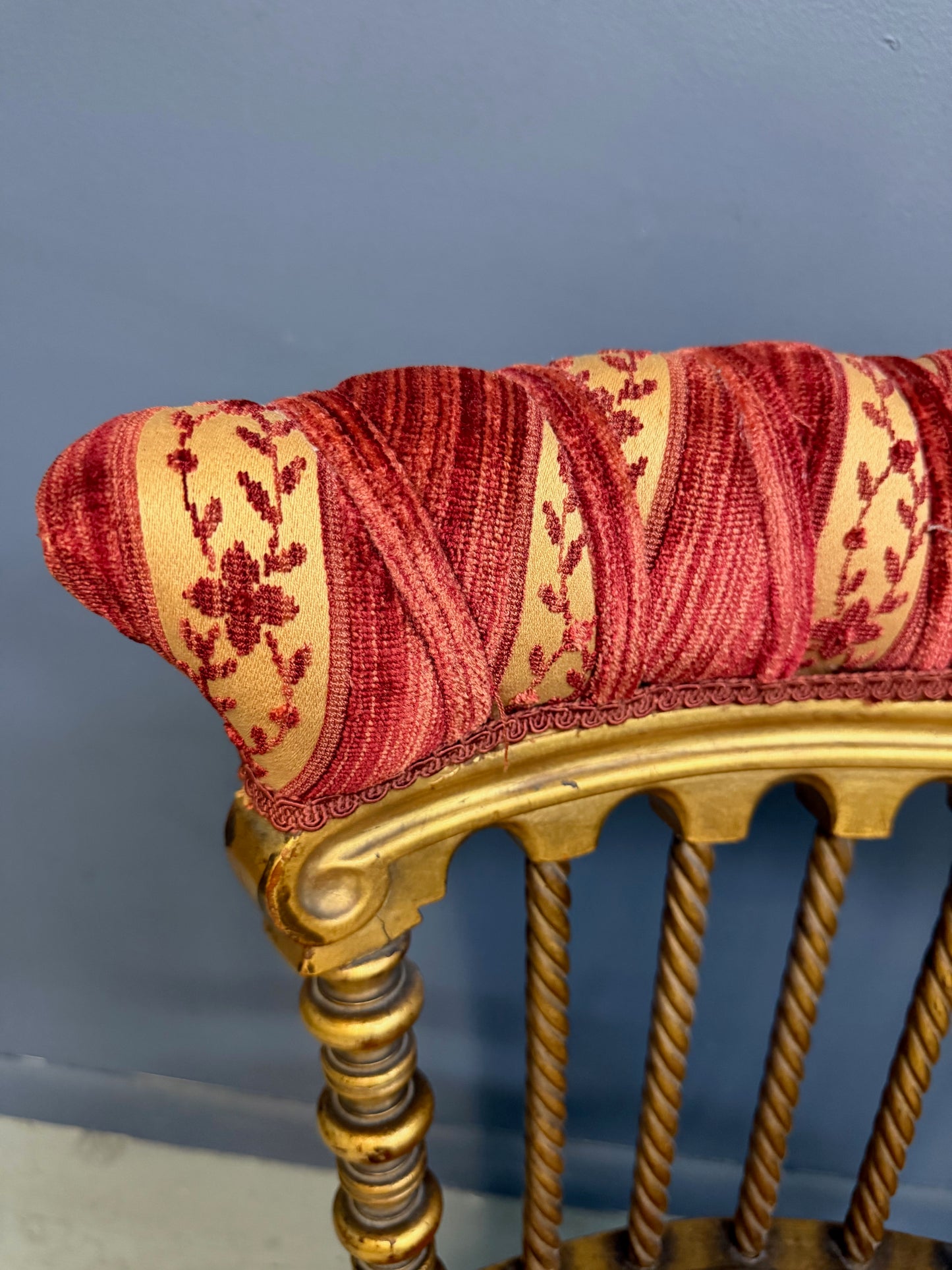 French Napoleon III Giltwood SpindleBack Chair in the Louis XVI Taste circa 1870