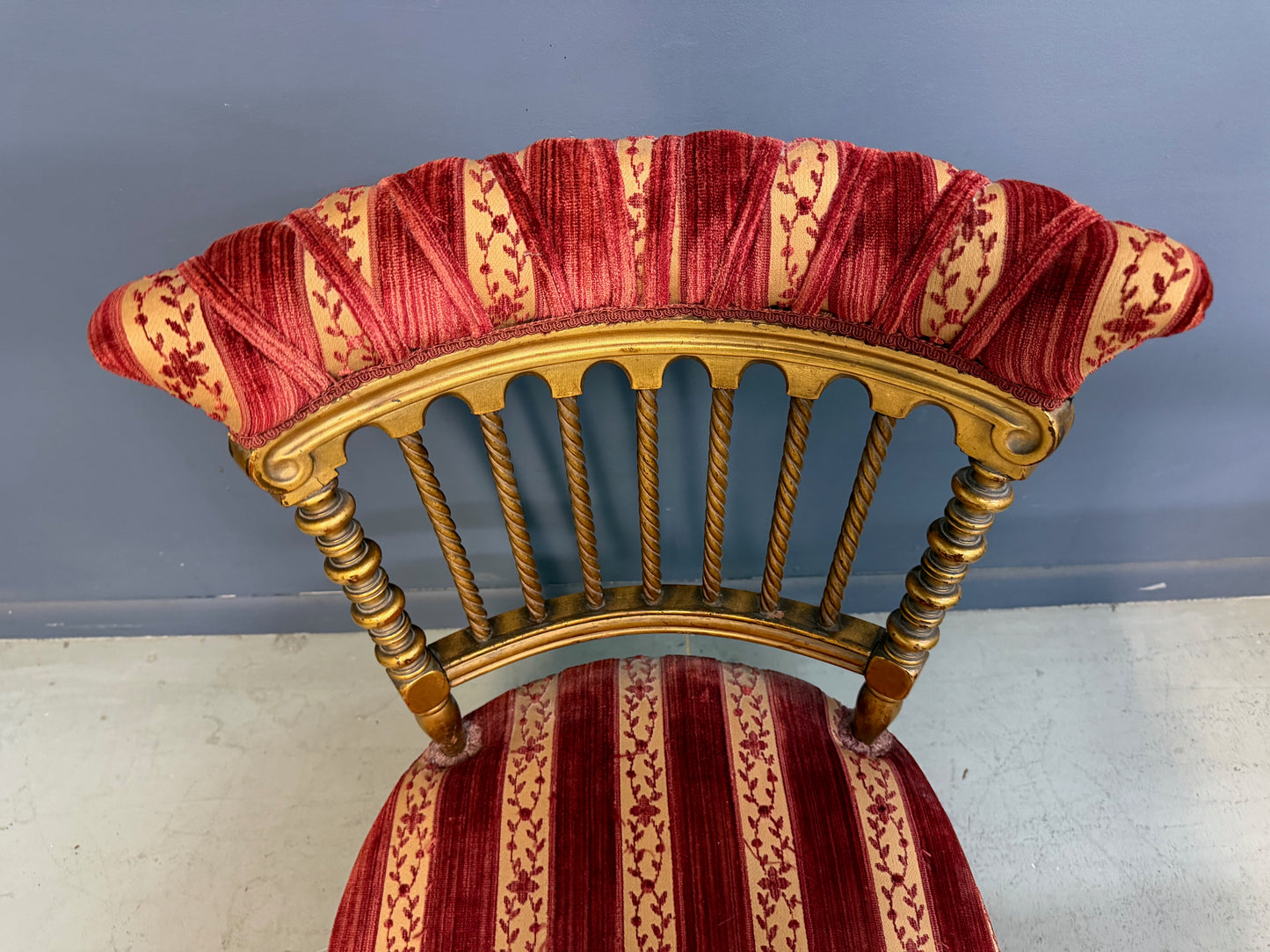 French Napoleon III Giltwood SpindleBack Chair in the Louis XVI Taste circa 1870