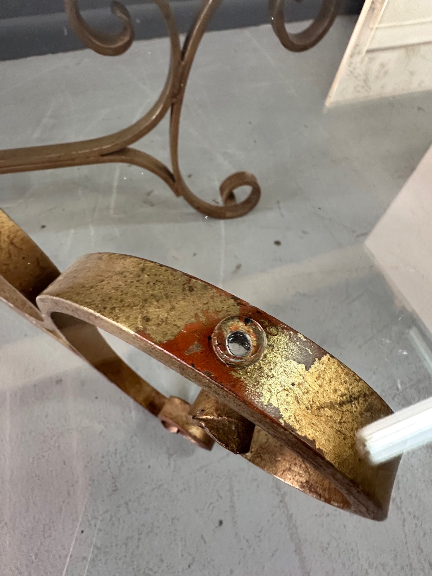 1970s Gilt Iron Scroll Hollywood Regency Cocktail Table with Curvaceous Legs