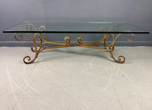 1970s Gilt Iron Scroll Hollywood Regency Cocktail Table with Curvaceous Legs