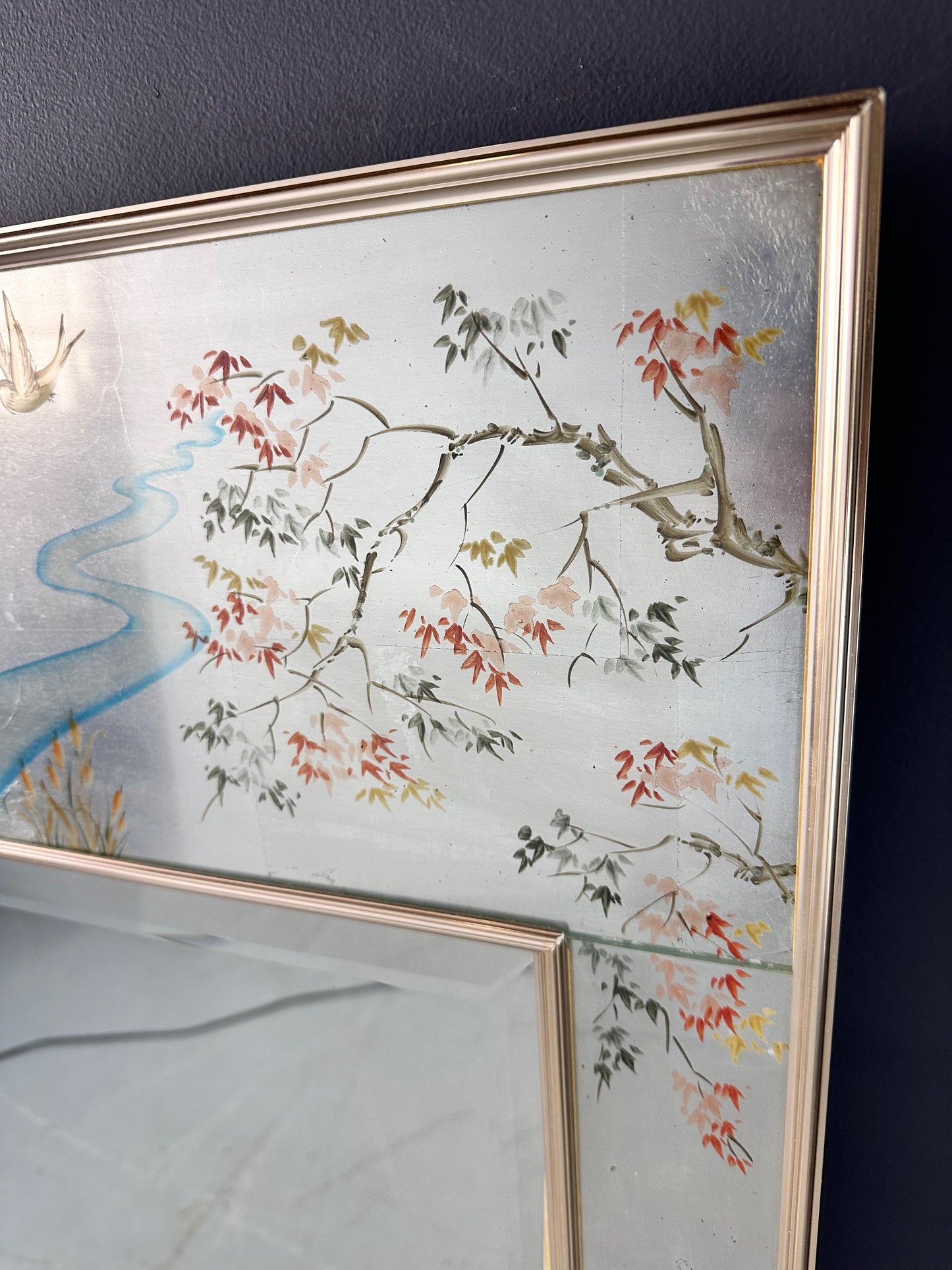 SOLD – LaBarge Silver Leaf Eglomise Mirror Mid Century 1982