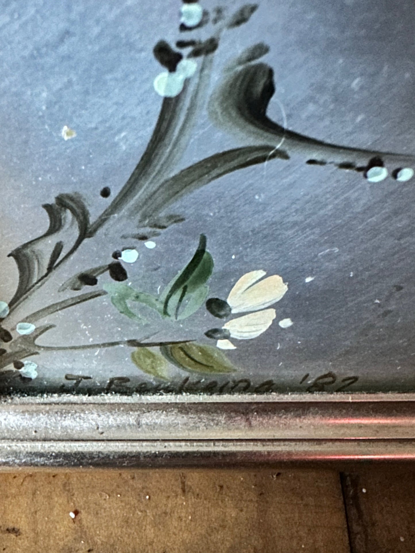 SOLD – LaBarge Silver Leaf Eglomise Mirror Mid Century 1982