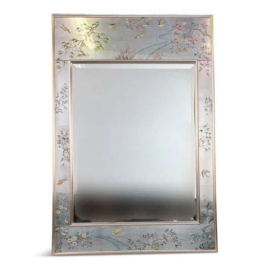 SOLD – LaBarge Silver Leaf Eglomise Mirror Mid Century 1982