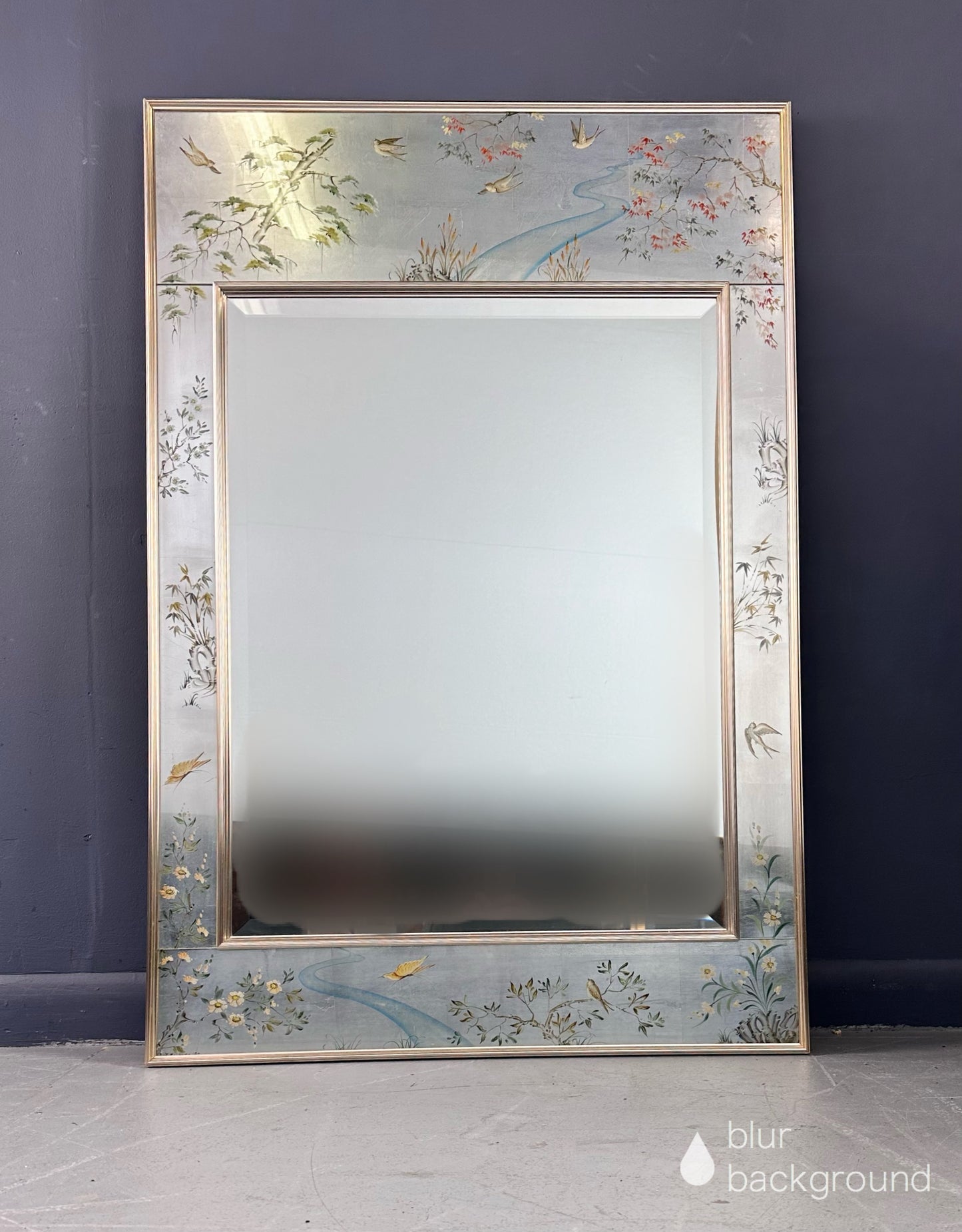 SOLD – LaBarge Silver Leaf Eglomise Mirror Mid Century 1982