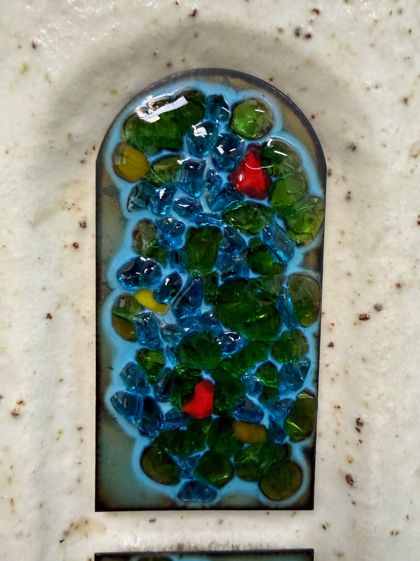 Ceramic Lamp W/ Fused Glass Mosaic Panels, Attributed to Bitossi for Raymor 1960