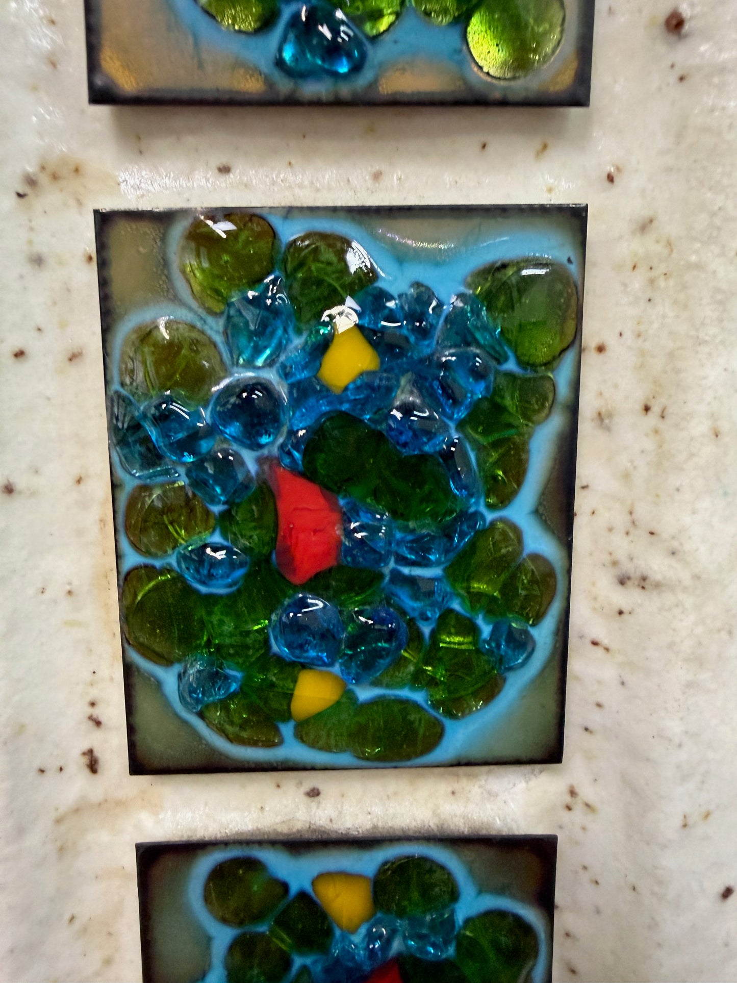 Ceramic Lamp W/ Fused Glass Mosaic Panels, Attributed to Bitossi for Raymor 1960