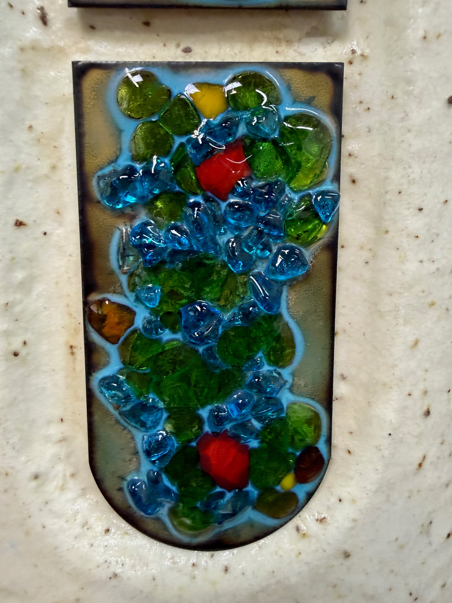 Ceramic Lamp W/ Fused Glass Mosaic Panels, Attributed to Bitossi for Raymor 1960