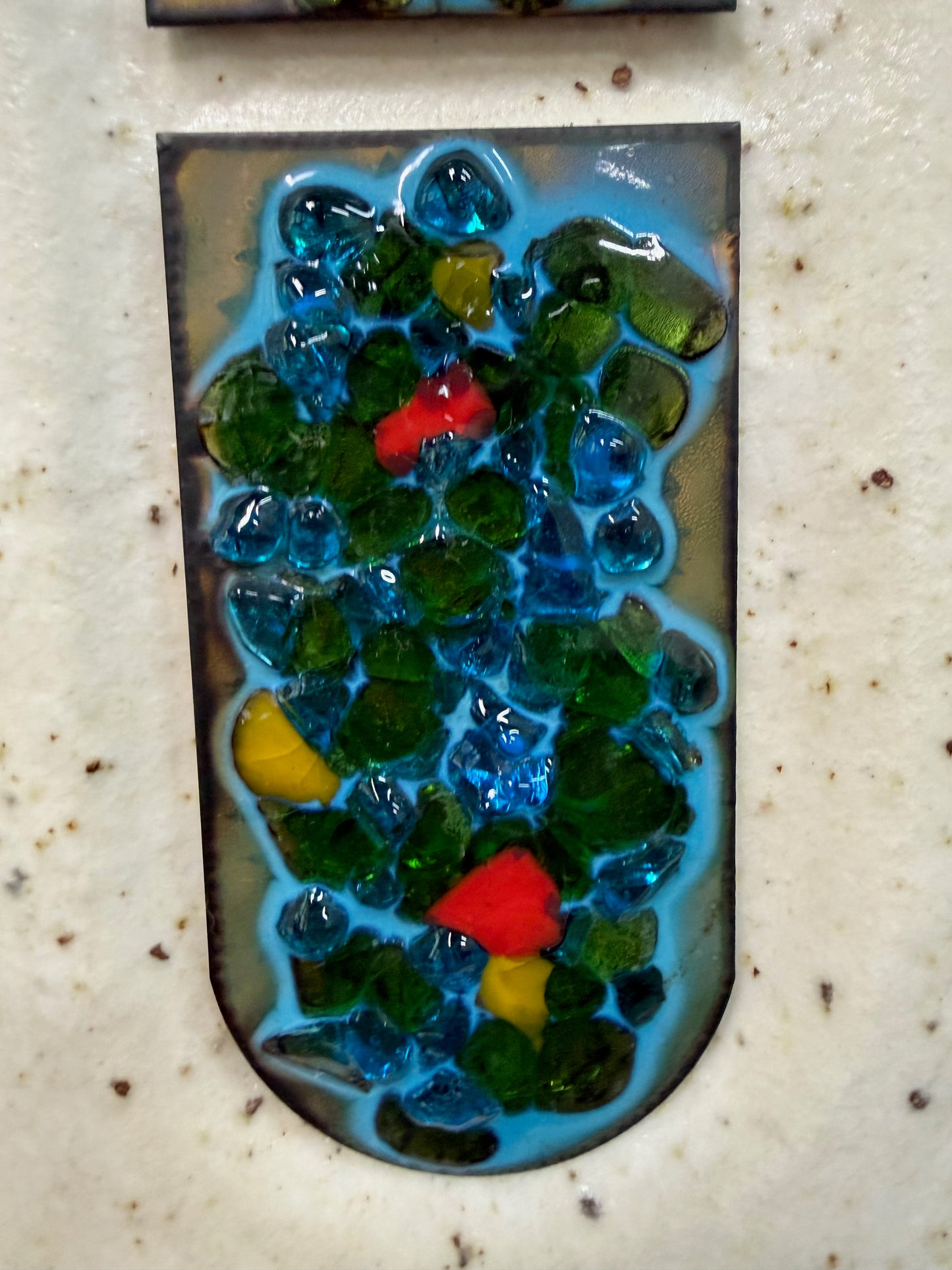 Ceramic Lamp W/ Fused Glass Mosaic Panels, Attributed to Bitossi for Raymor 1960
