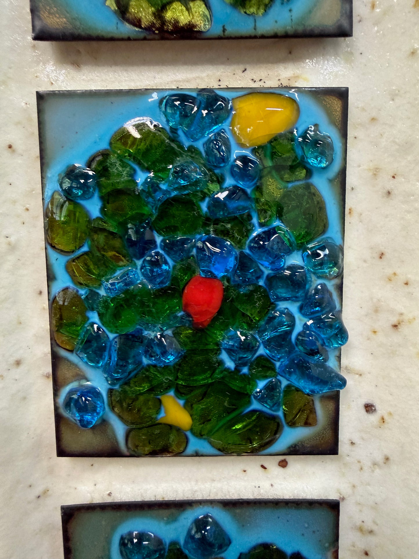 Ceramic Lamp W/ Fused Glass Mosaic Panels, Attributed to Bitossi for Raymor 1960