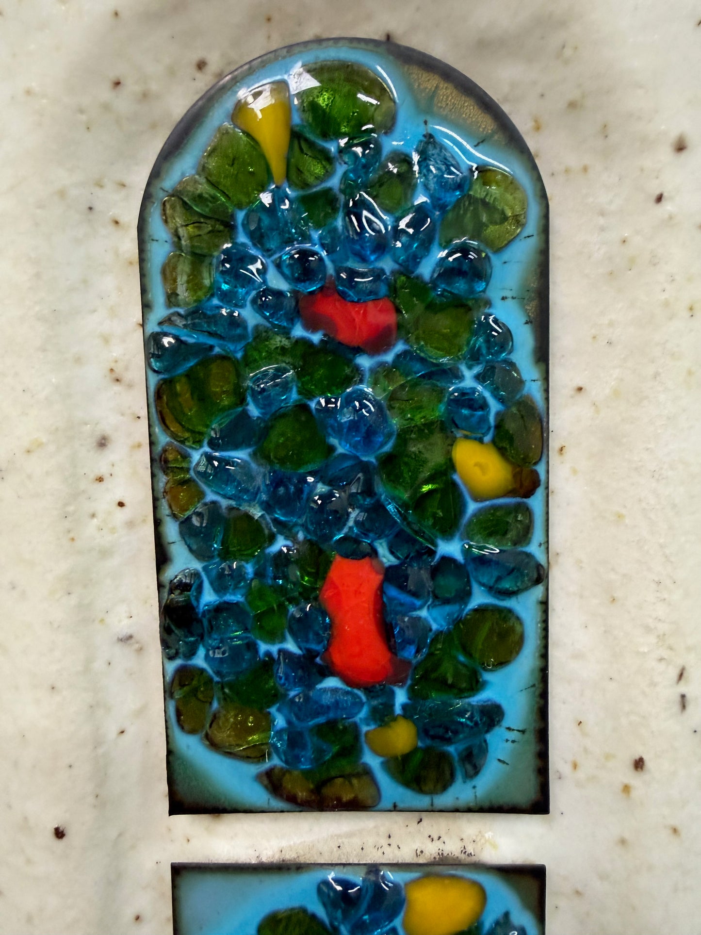 Ceramic Lamp W/ Fused Glass Mosaic Panels, Attributed to Bitossi for Raymor 1960