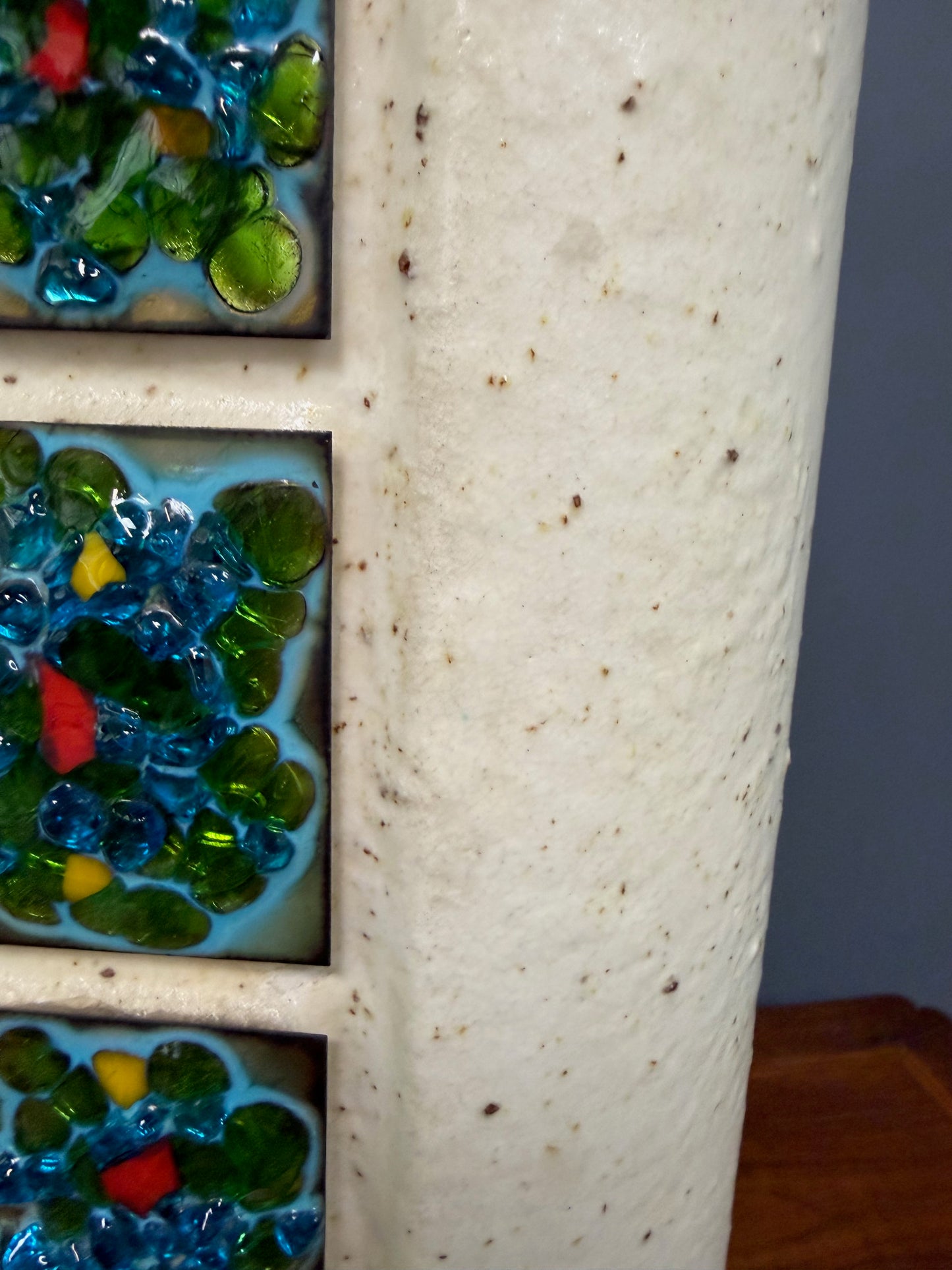 Ceramic Lamp W/ Fused Glass Mosaic Panels, Attributed to Bitossi for Raymor 1960