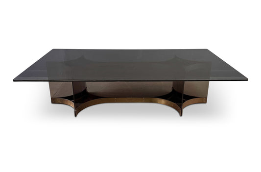 SOLD – Alessandro Albrizzzi Smoked Glass and Patinated Brass with Lucite Coffee Table