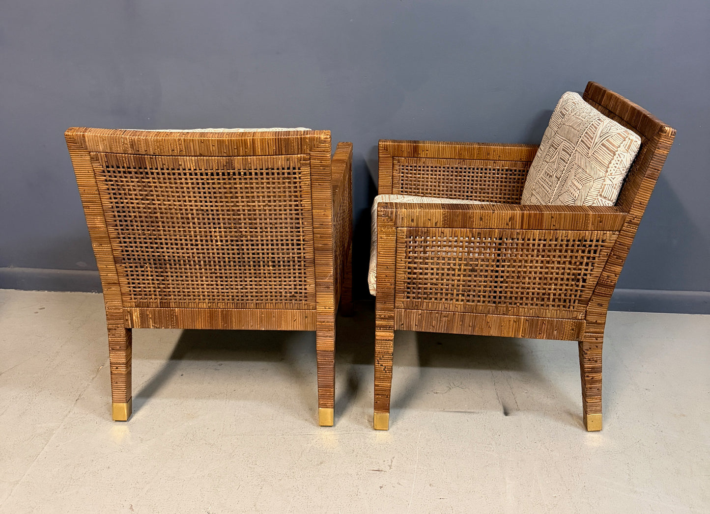 Billy Baldwin for Bielecky Brothers Rattan Game Table and Chairs, Set of 3 1970s Mid Century