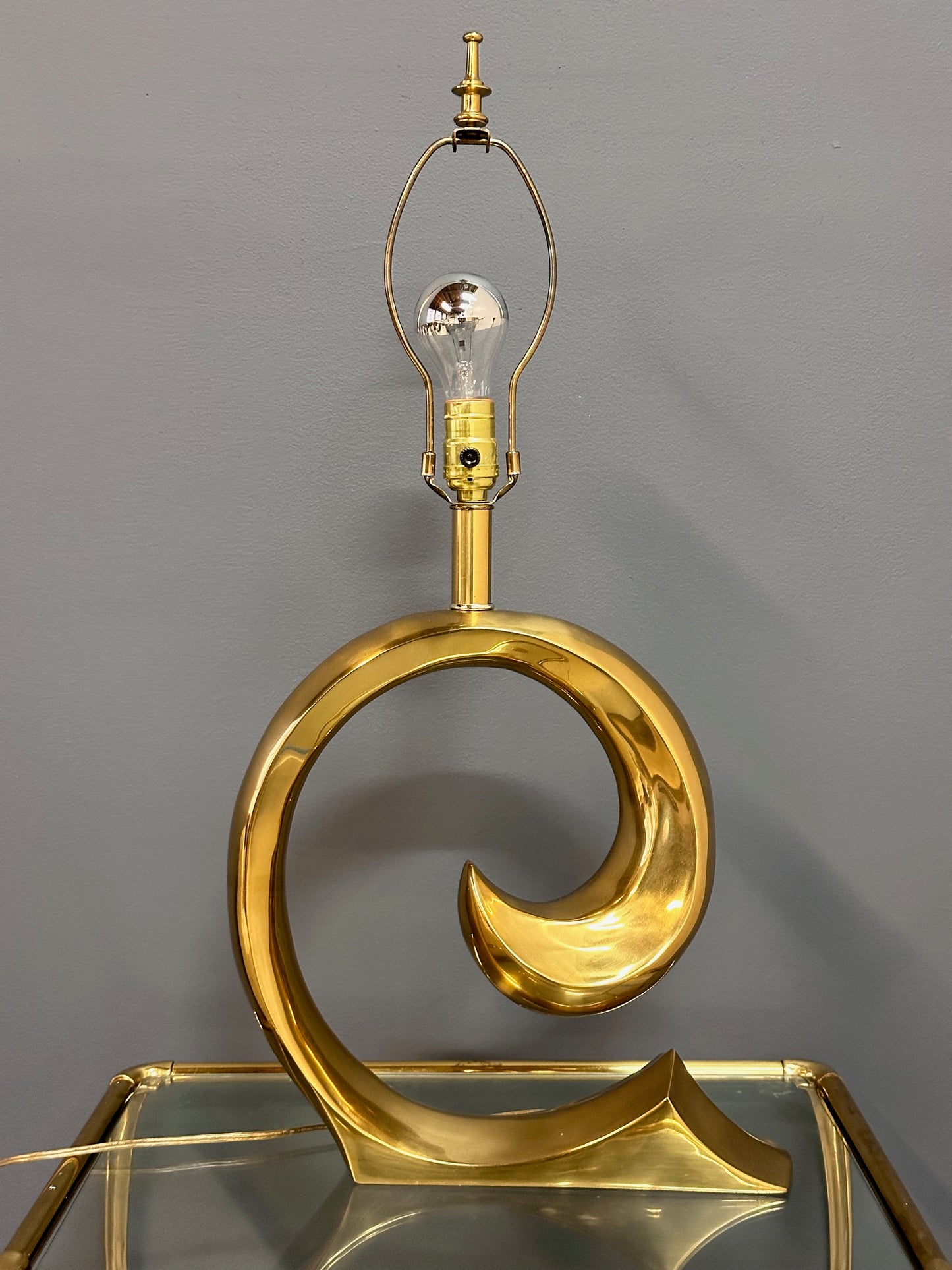 SOLD – Erwin Lambeth Brass Pierre Cardin Logo Style Table Lamp