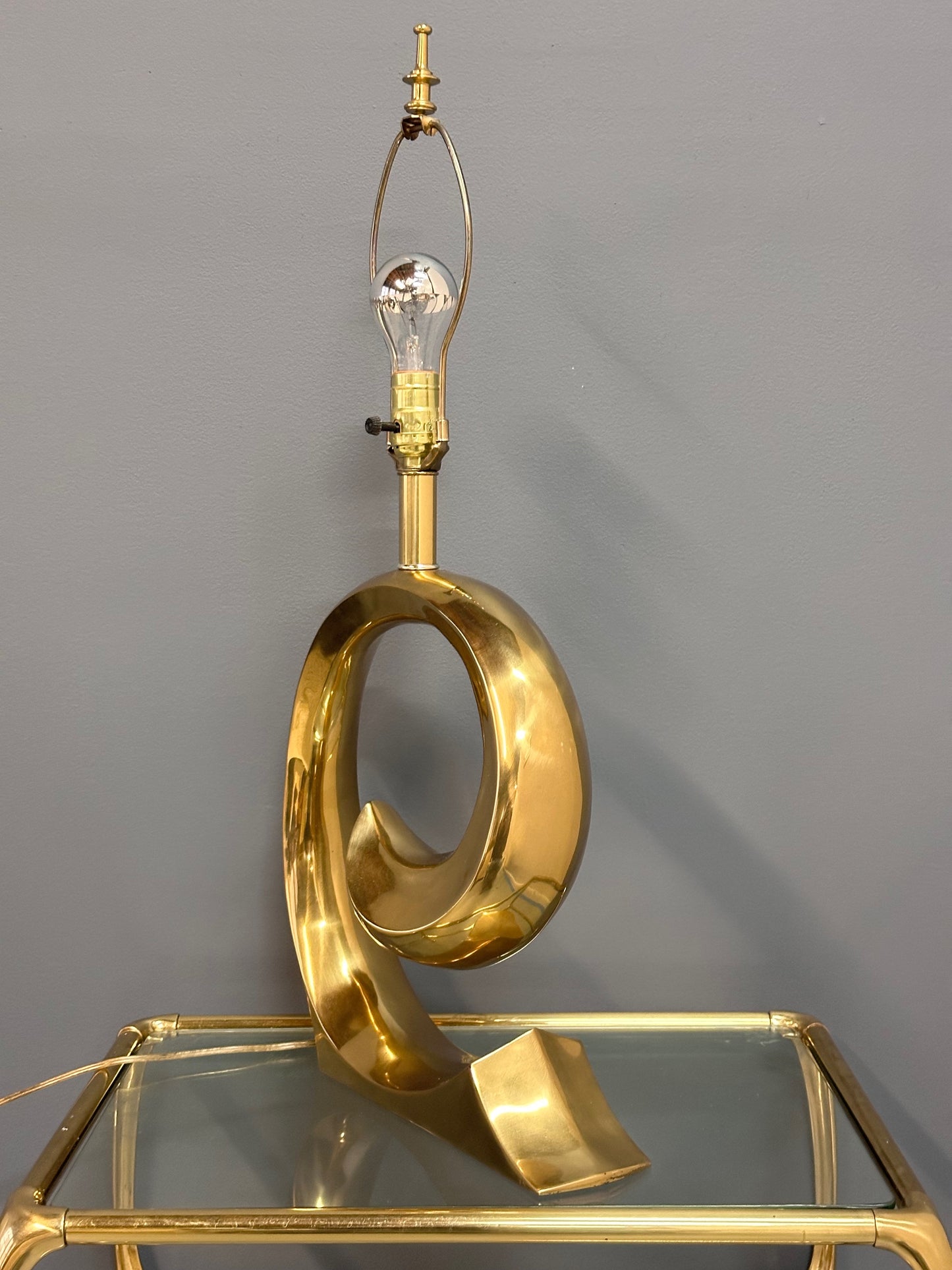 SOLD – Erwin Lambeth Brass Pierre Cardin Logo Style Table Lamp