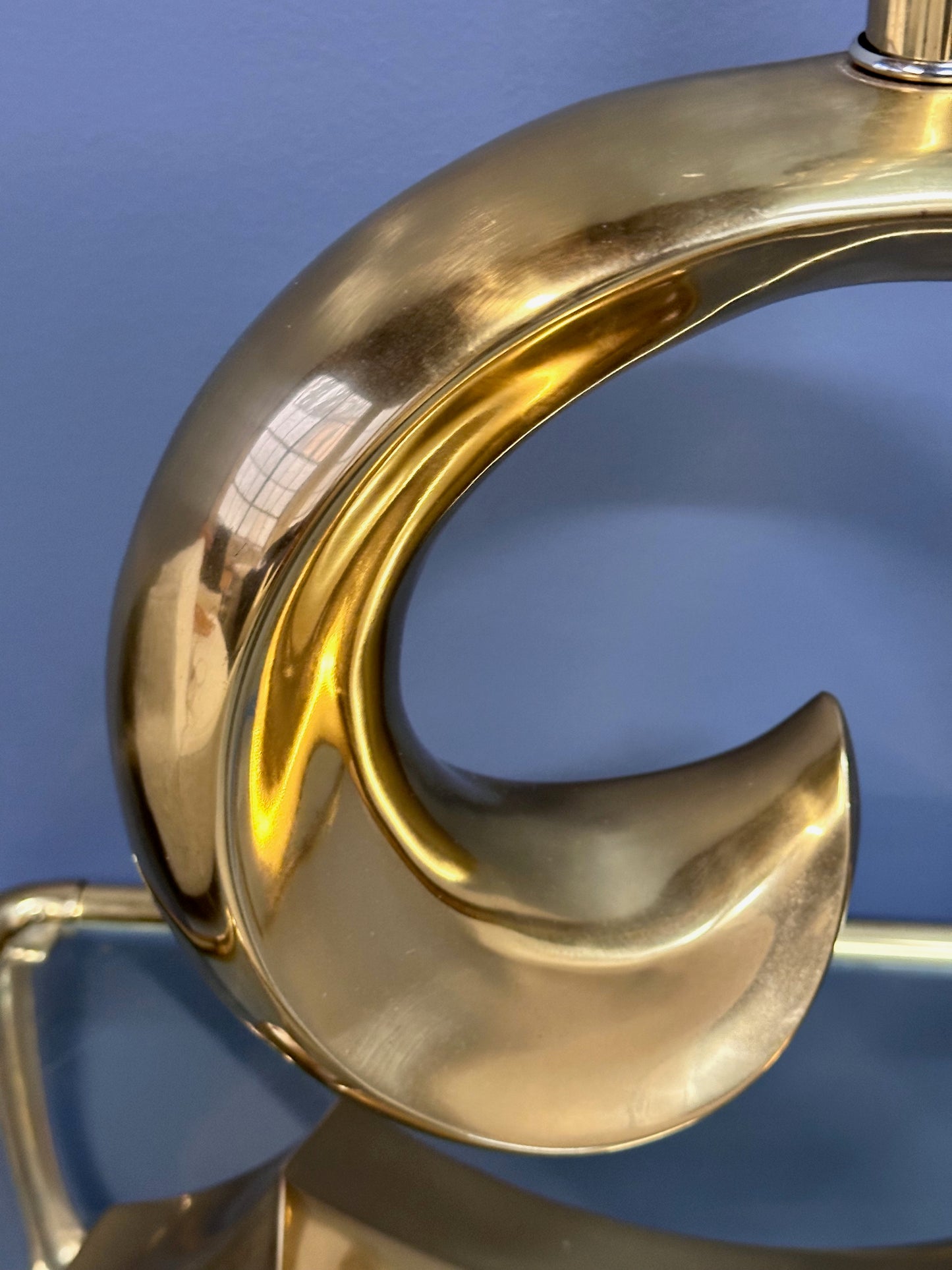 SOLD – Erwin Lambeth Brass Pierre Cardin Logo Style Table Lamp