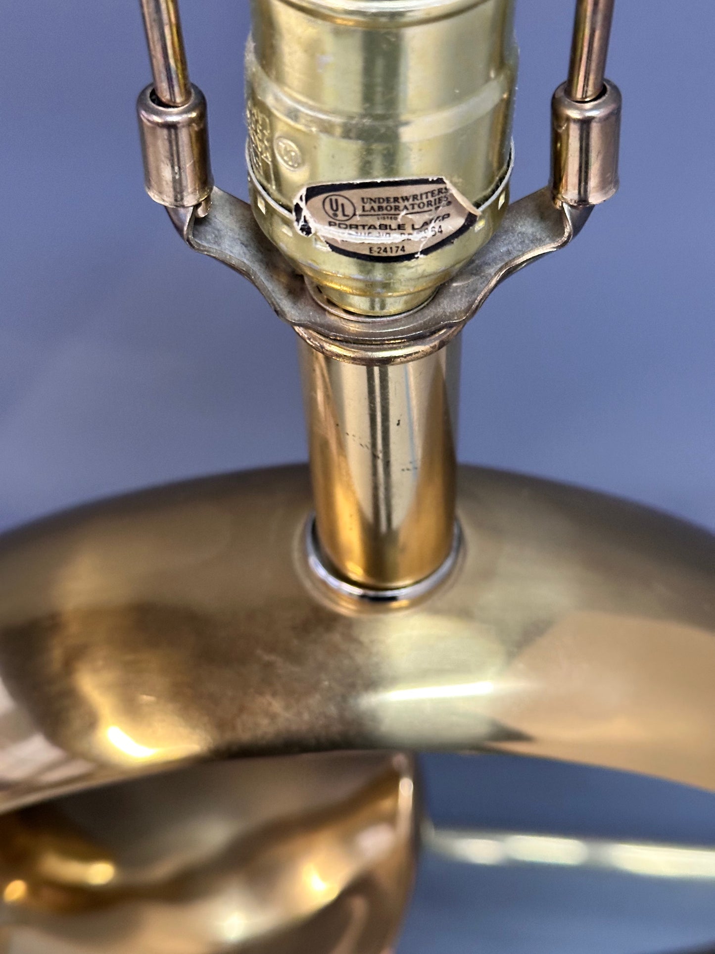 SOLD – Erwin Lambeth Brass Pierre Cardin Logo Style Table Lamp