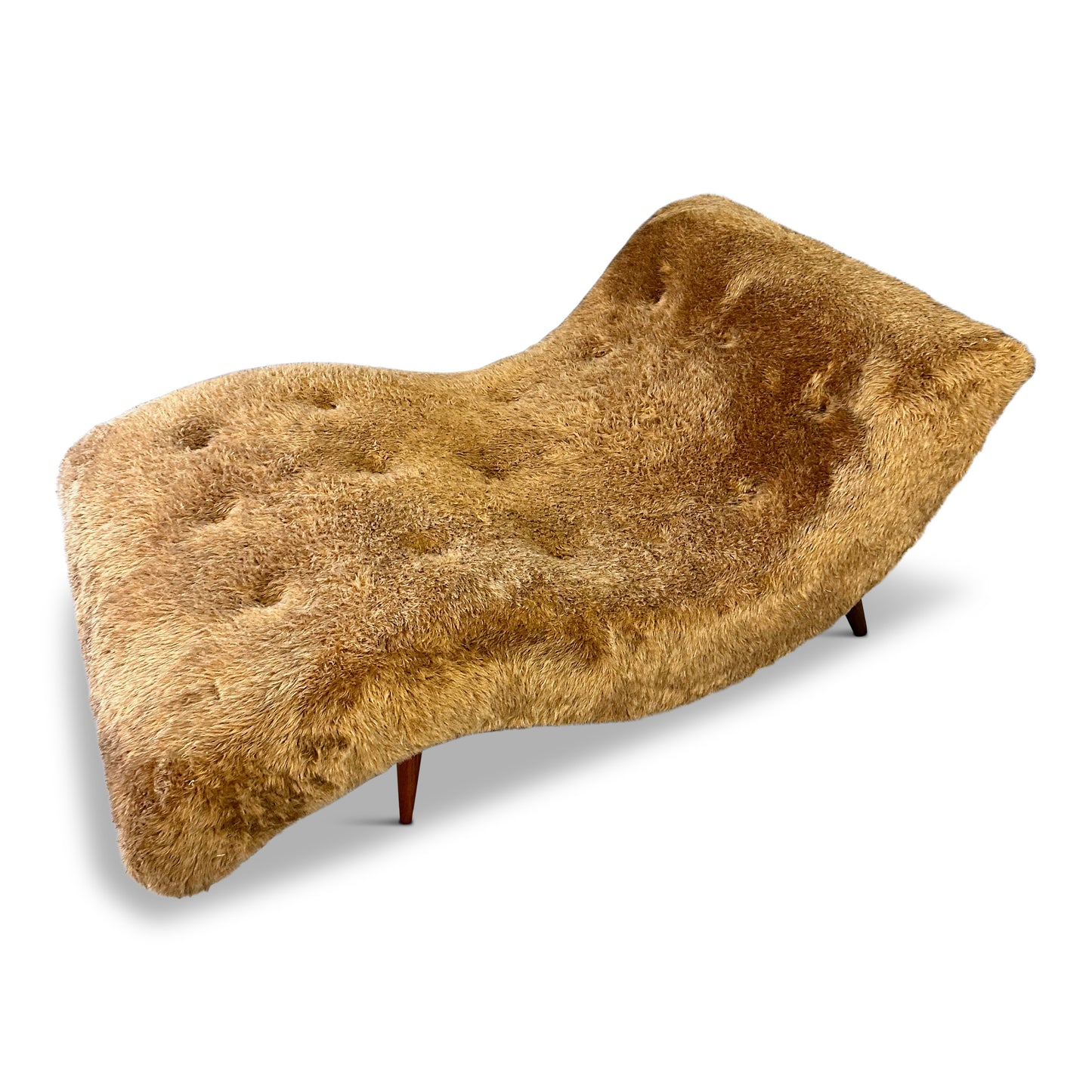 SOLD – Adrian Pearsall Style 1970s Wave Lounge Chair in a Fun Faux Fur Mid Century