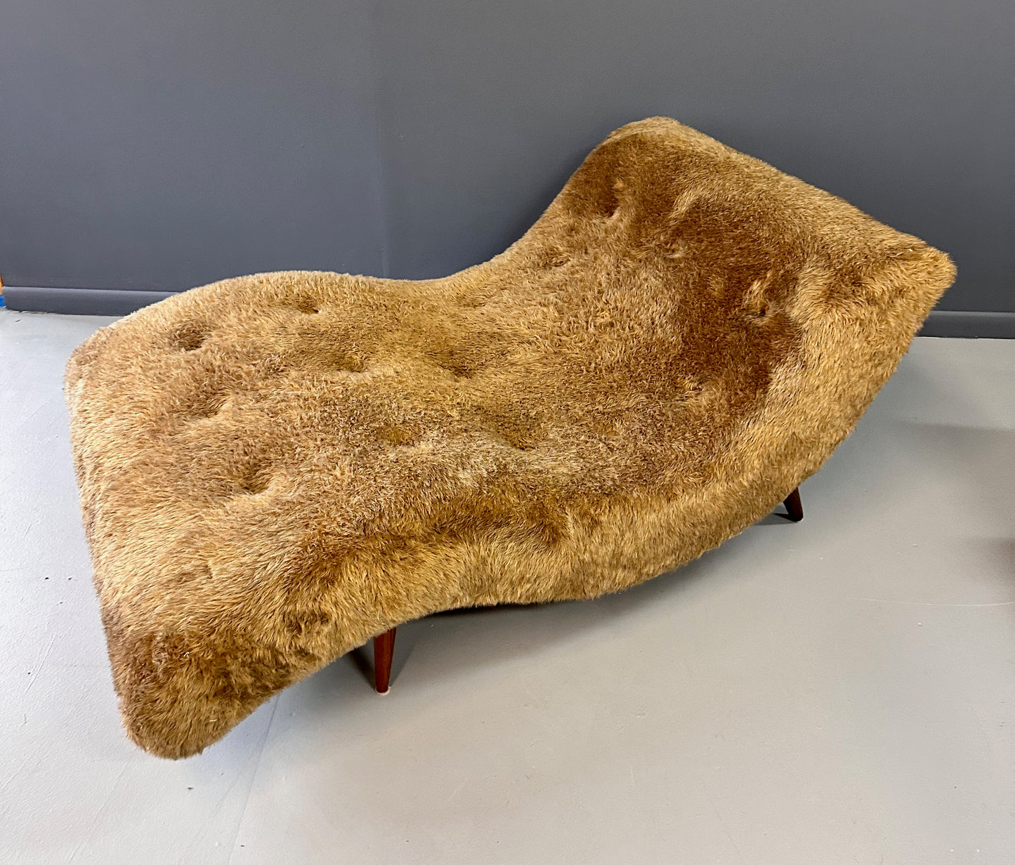 SOLD – Adrian Pearsall Style 1970s Wave Lounge Chair in a Fun Faux Fur Mid Century