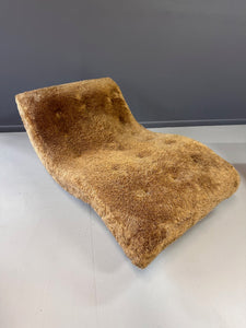 Adrian Pearsall Style 1970s Wave Lounge Chair in a Fun Faux Fur Mid Century
