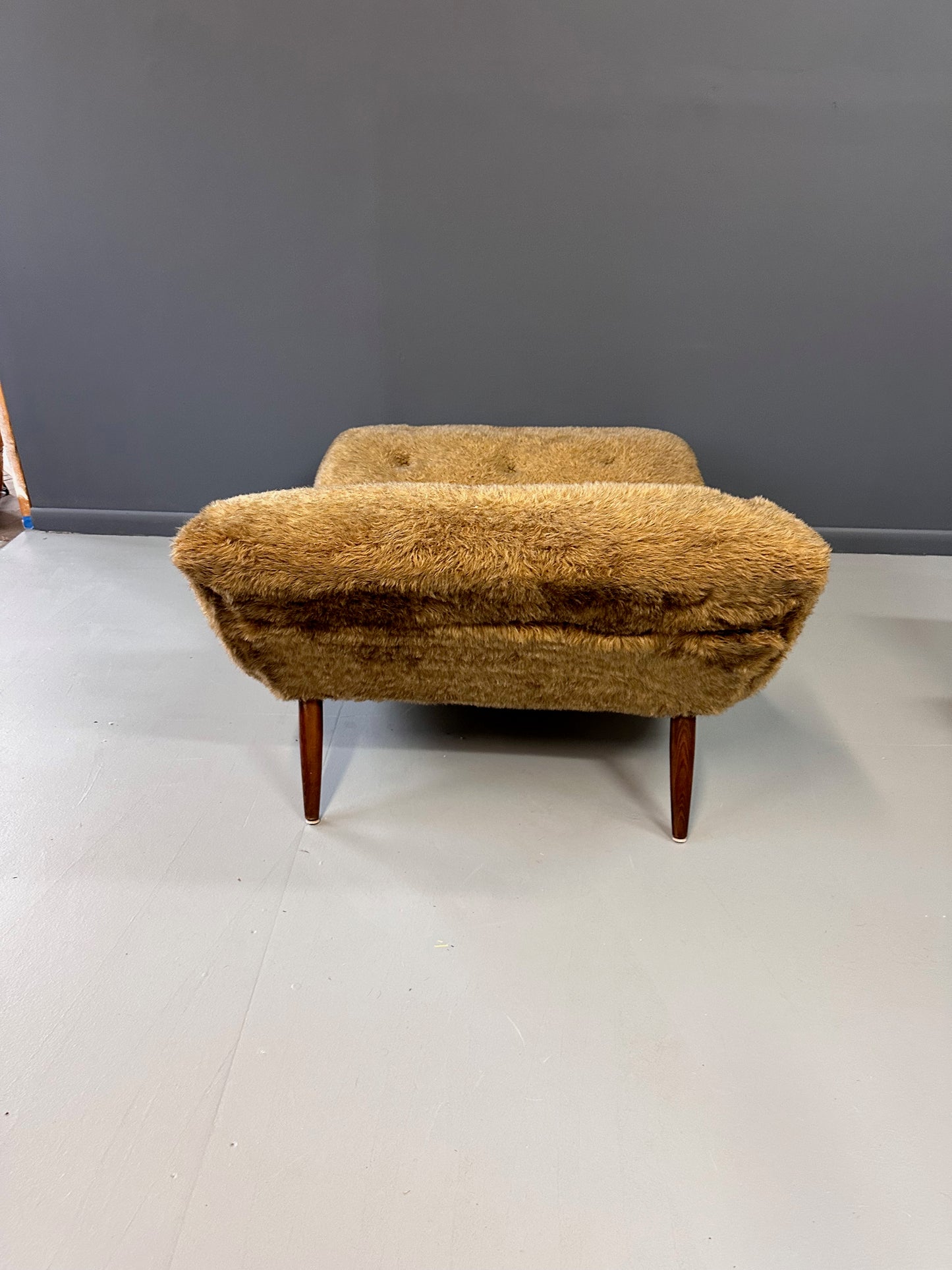 SOLD – Adrian Pearsall Style 1970s Wave Lounge Chair in a Fun Faux Fur Mid Century