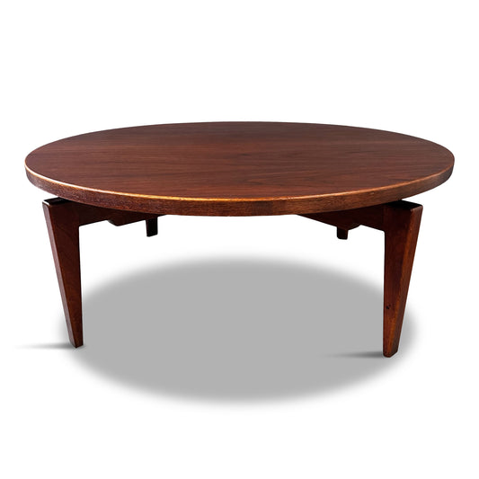 Jens Risom Walnut Revolving Coffee Table on Splayed Walnut Legs Mid Century