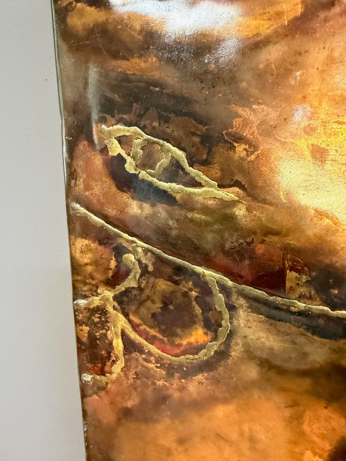 Vincent Payez Signed 1967 Torch Copper Wall Art, Brutalist Floral Repoussé Panel