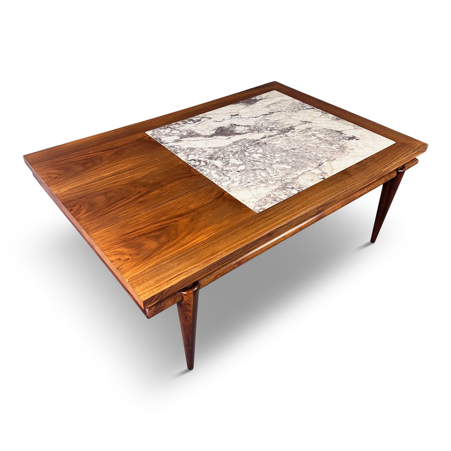 John Widdicomb Marble and Walnut Coffee Table Robsjohn Gibbings Style