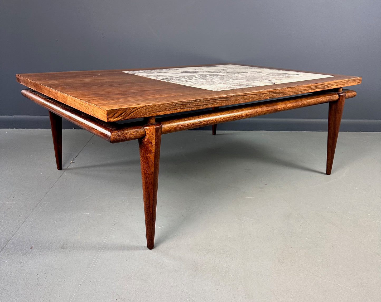 John Widdicomb Marble and Walnut Coffee Table Robsjohn Gibbings Style