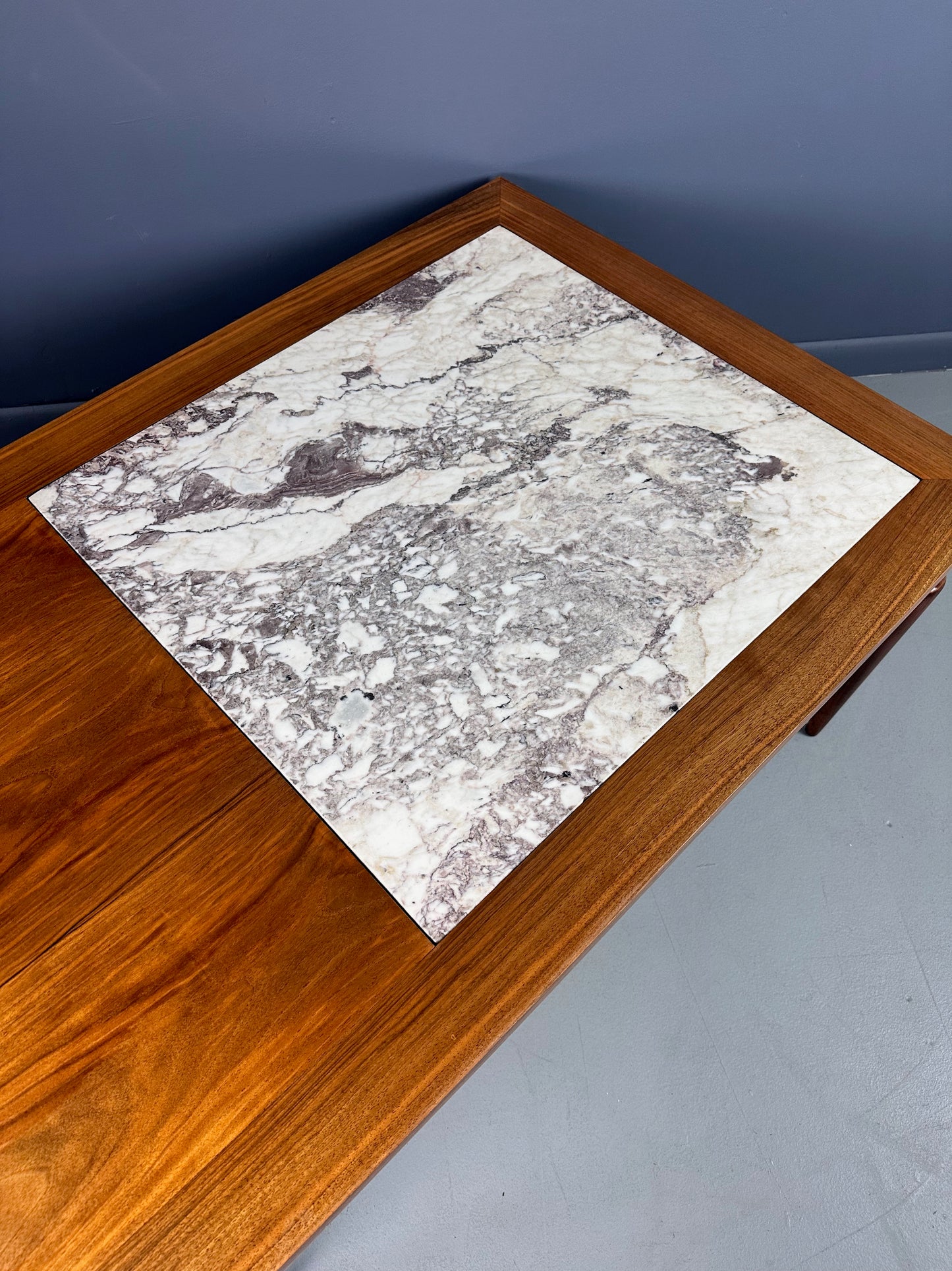 John Widdicomb Marble and Walnut Coffee Table Robsjohn Gibbings Style