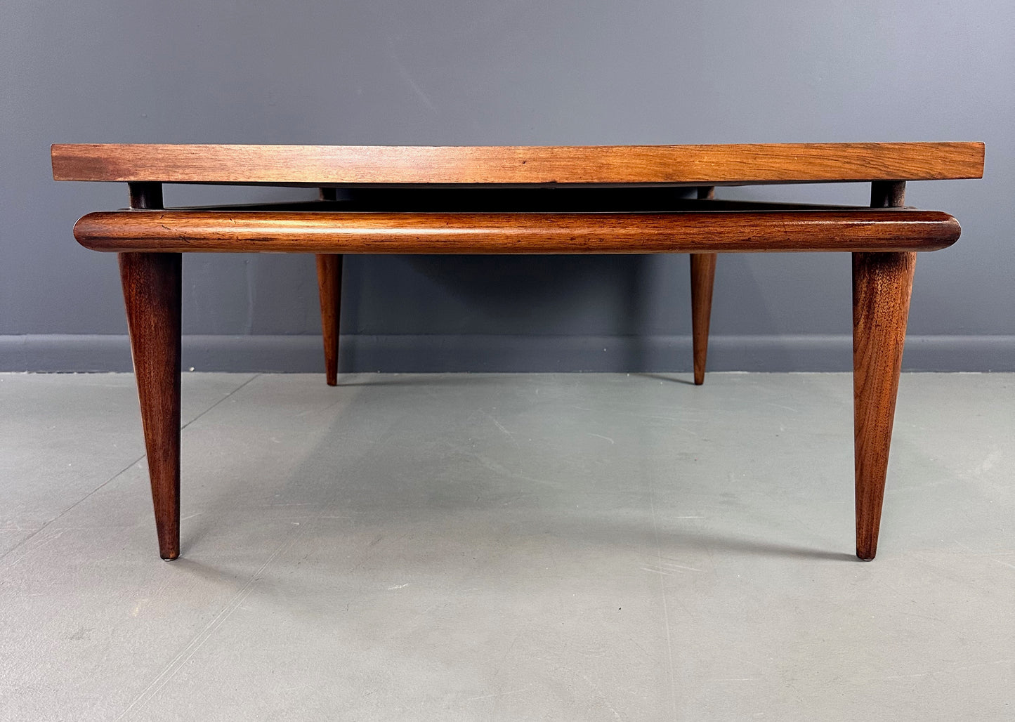 John Widdicomb Marble and Walnut Coffee Table Robsjohn Gibbings Style