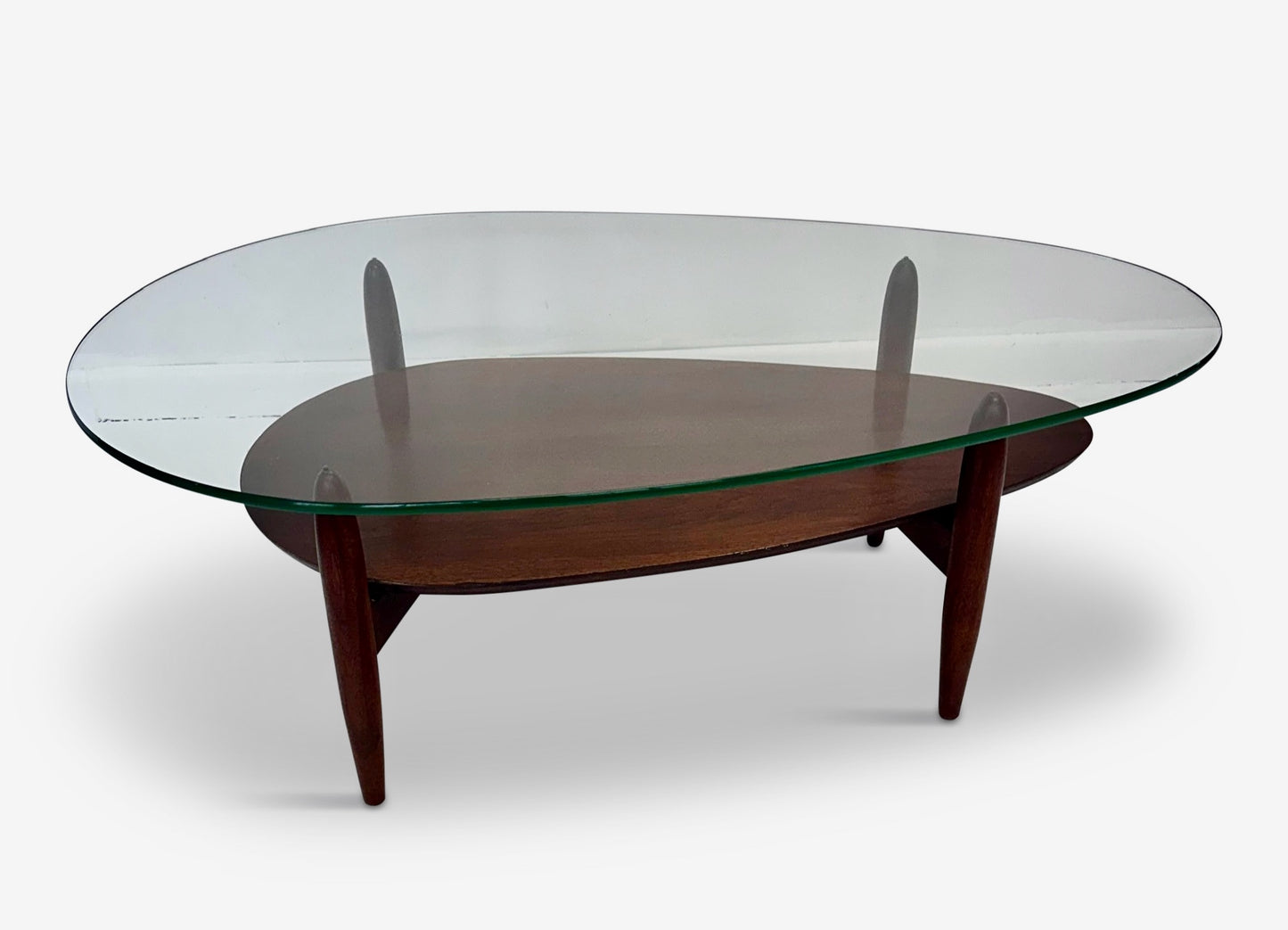 SOLD – Sculptural Mid Century Teardrop Coffee Table in Walnut by Adrian Pearsall
