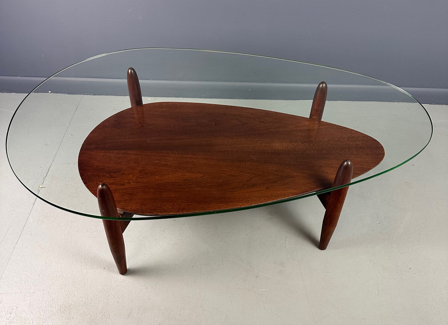 SOLD – Sculptural Mid Century Teardrop Coffee Table in Walnut by Adrian Pearsall