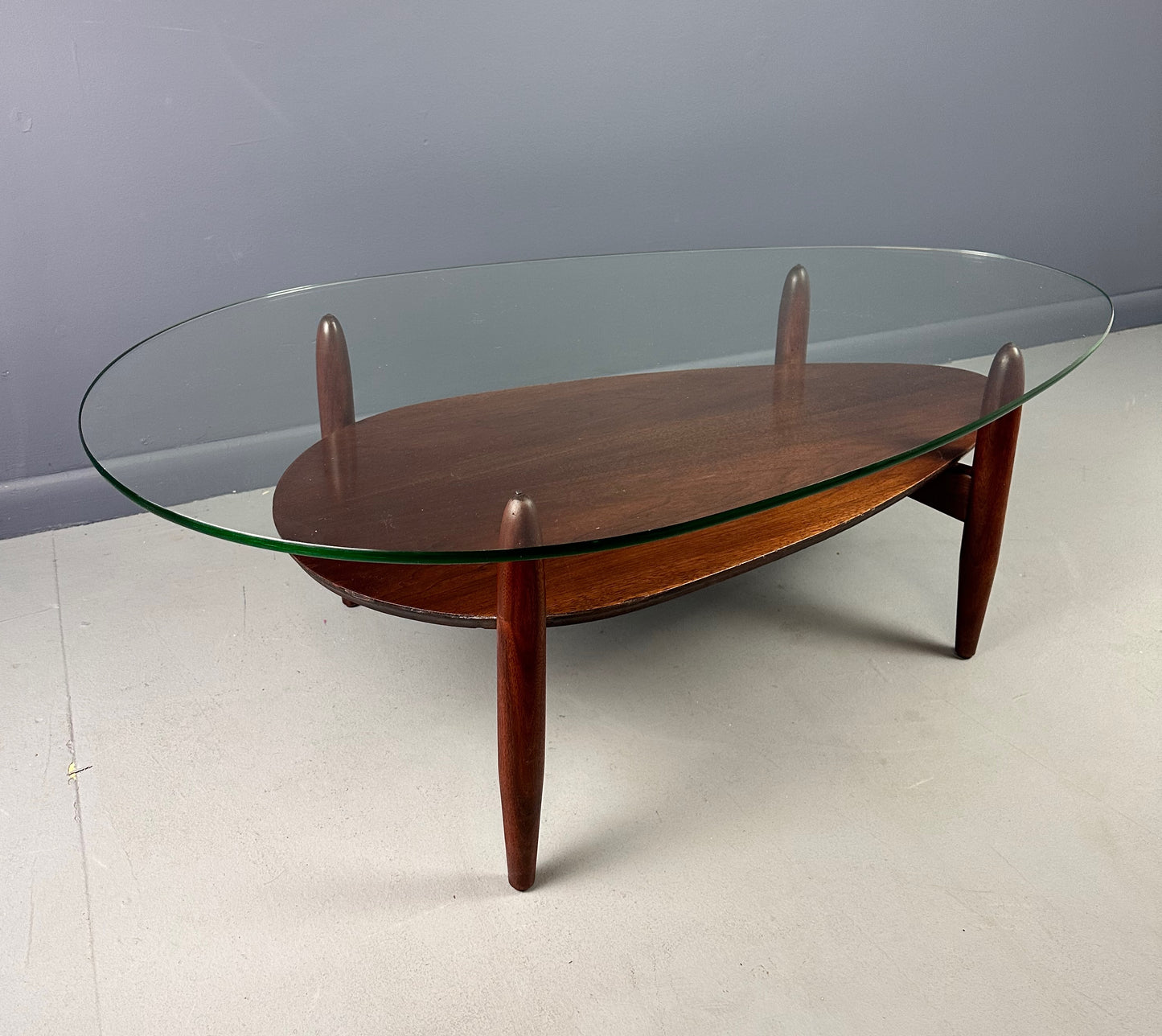 SOLD – Sculptural Mid Century Teardrop Coffee Table in Walnut by Adrian Pearsall