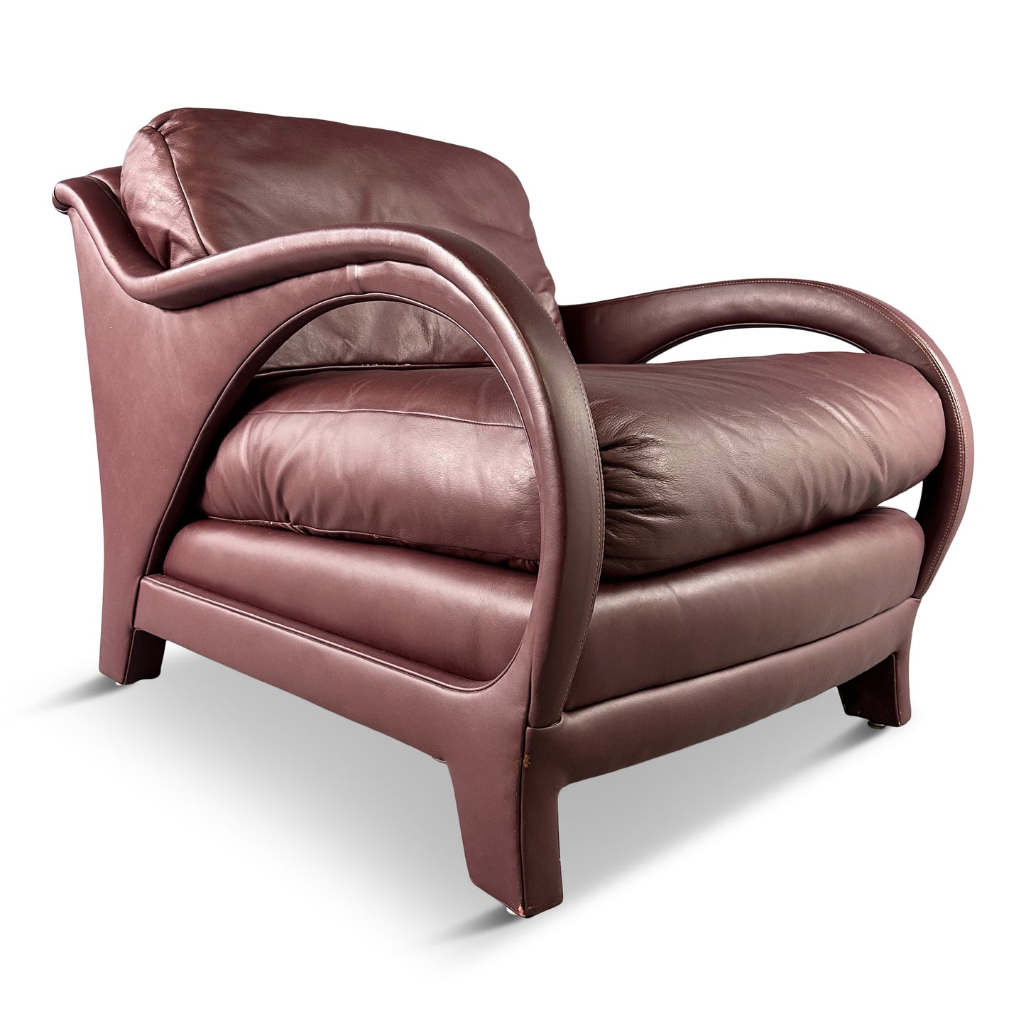 SOLD – Jay Spectre Tycoon Leather Lounge Chair in Burgundy For Century