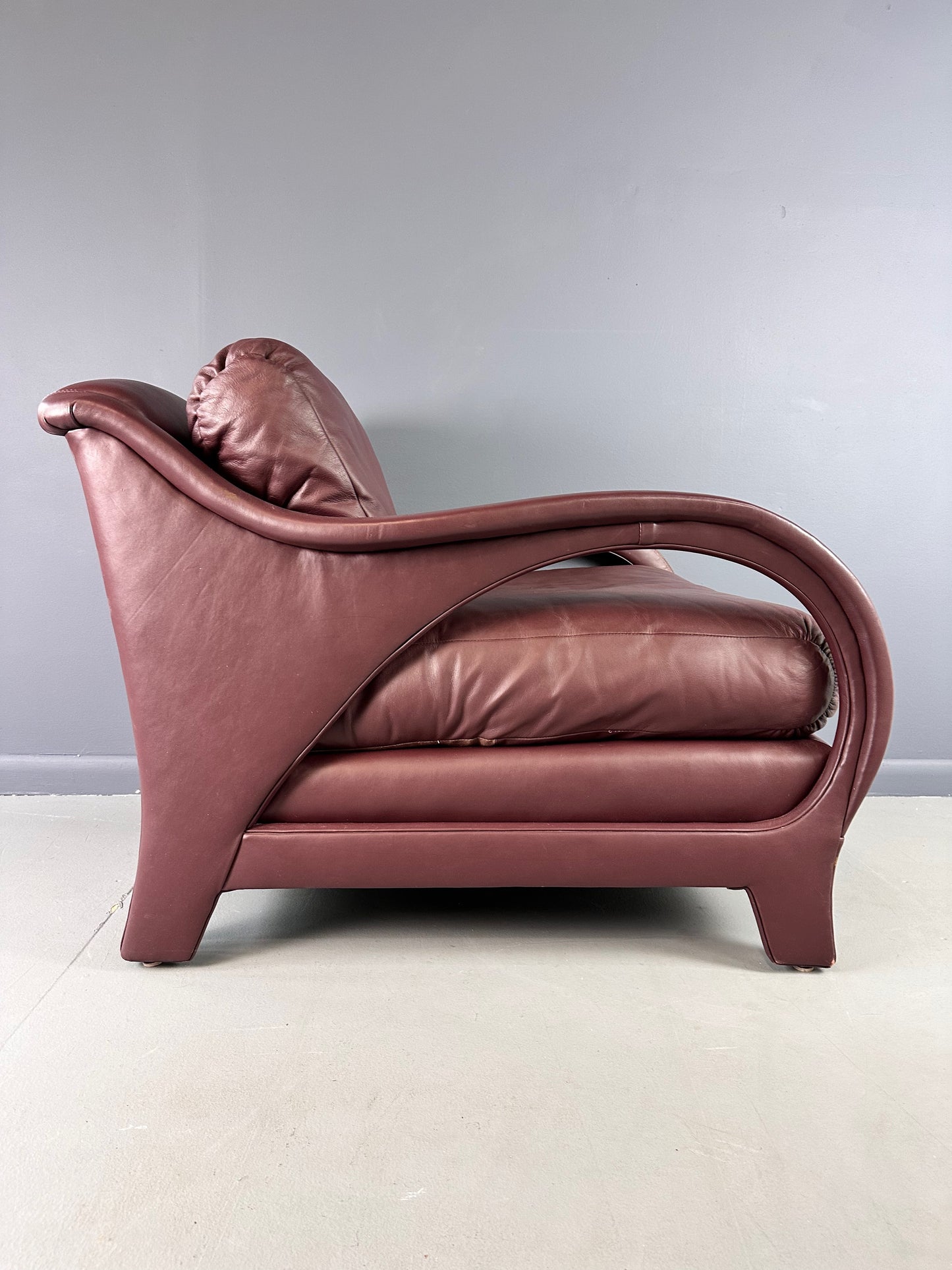 SOLD – Jay Spectre Tycoon Leather Lounge Chair in Burgundy For Century