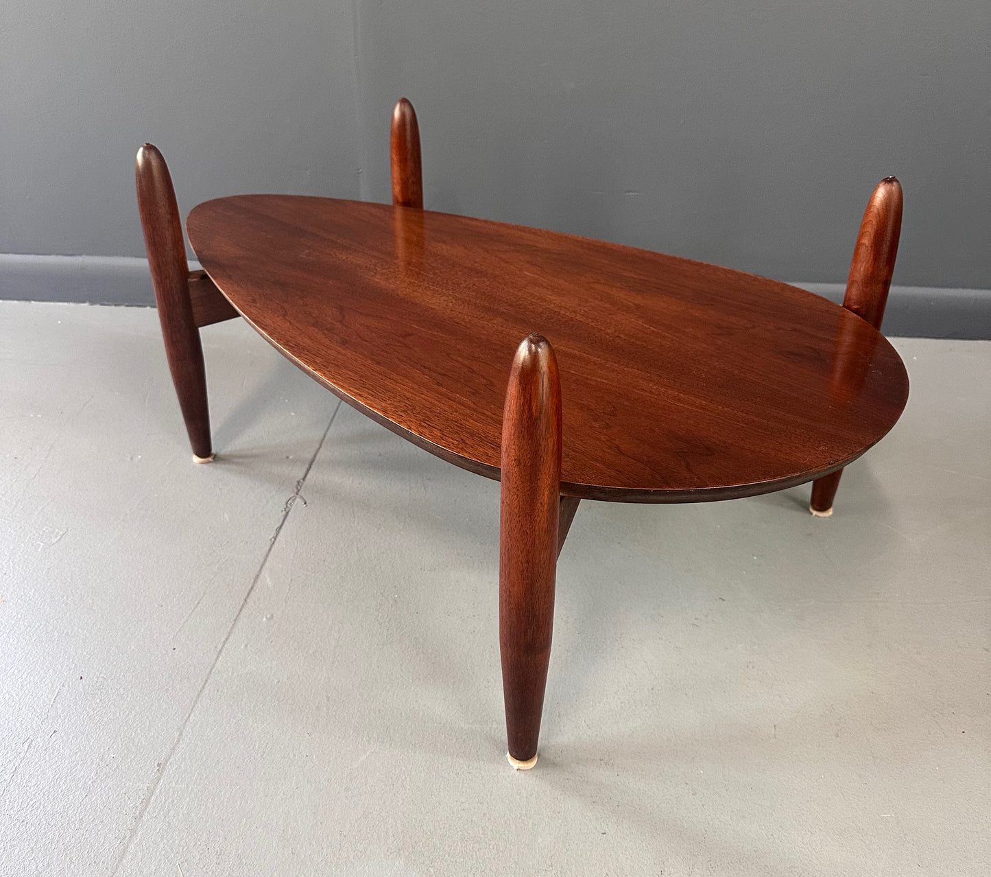 SOLD – Sculptural Mid Century Teardrop Coffee Table in Walnut by Adrian Pearsall