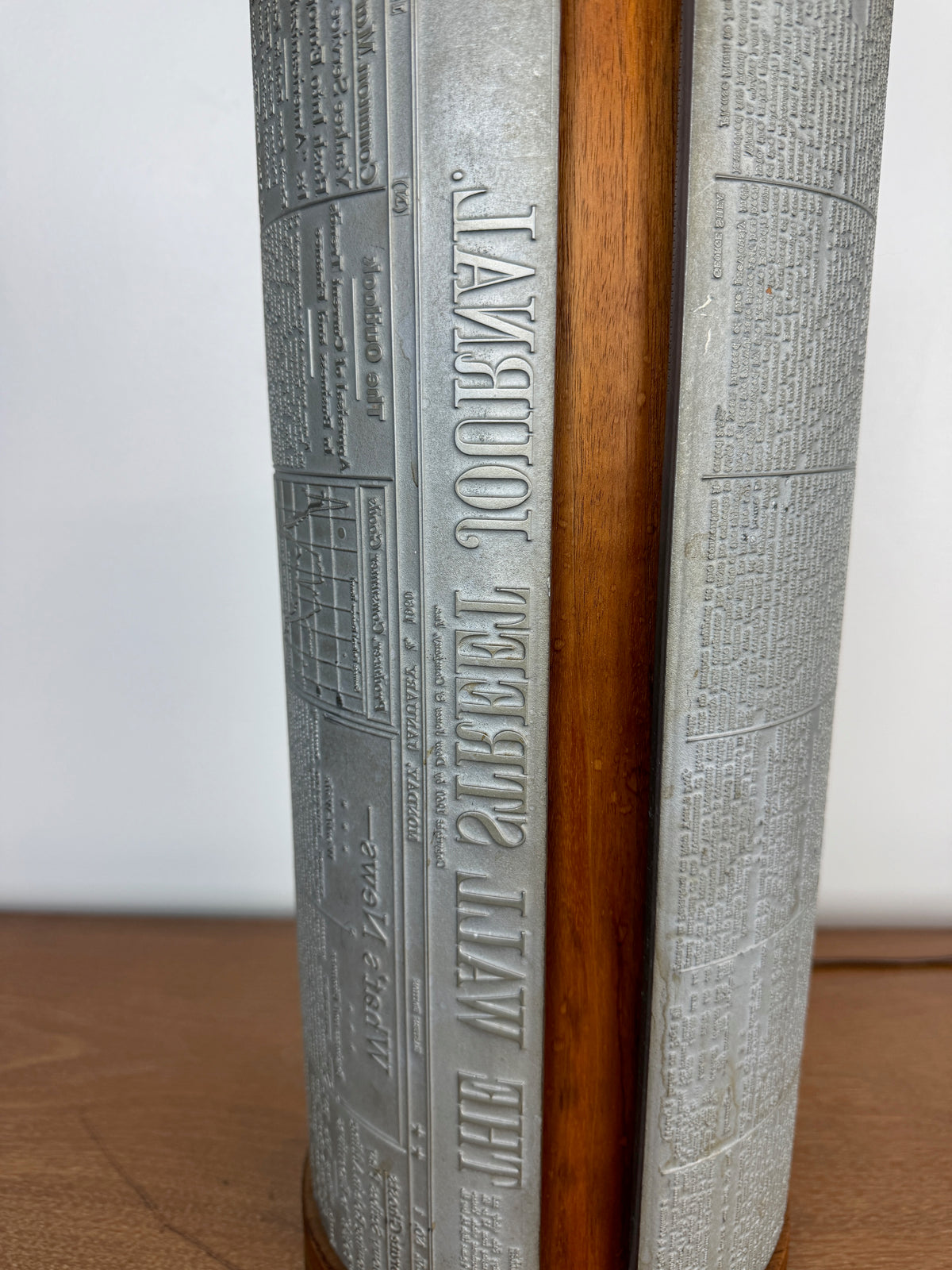 Wall Street Journal Printing Plate Table Lamp, January 4, 1960, Walnut and Metal