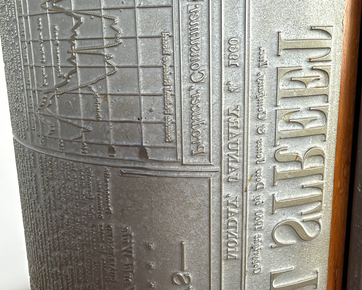 Wall Street Journal Printing Plate Table Lamp, January 4, 1960, Walnut and Metal