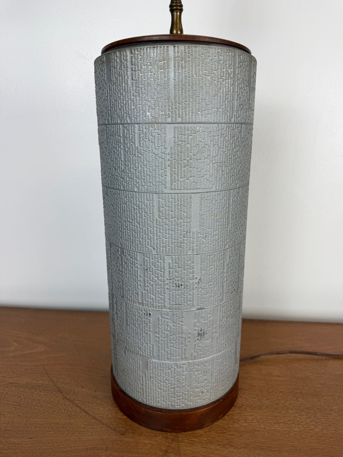 Wall Street Journal Printing Plate Table Lamp, January 4, 1960, Walnut and Metal