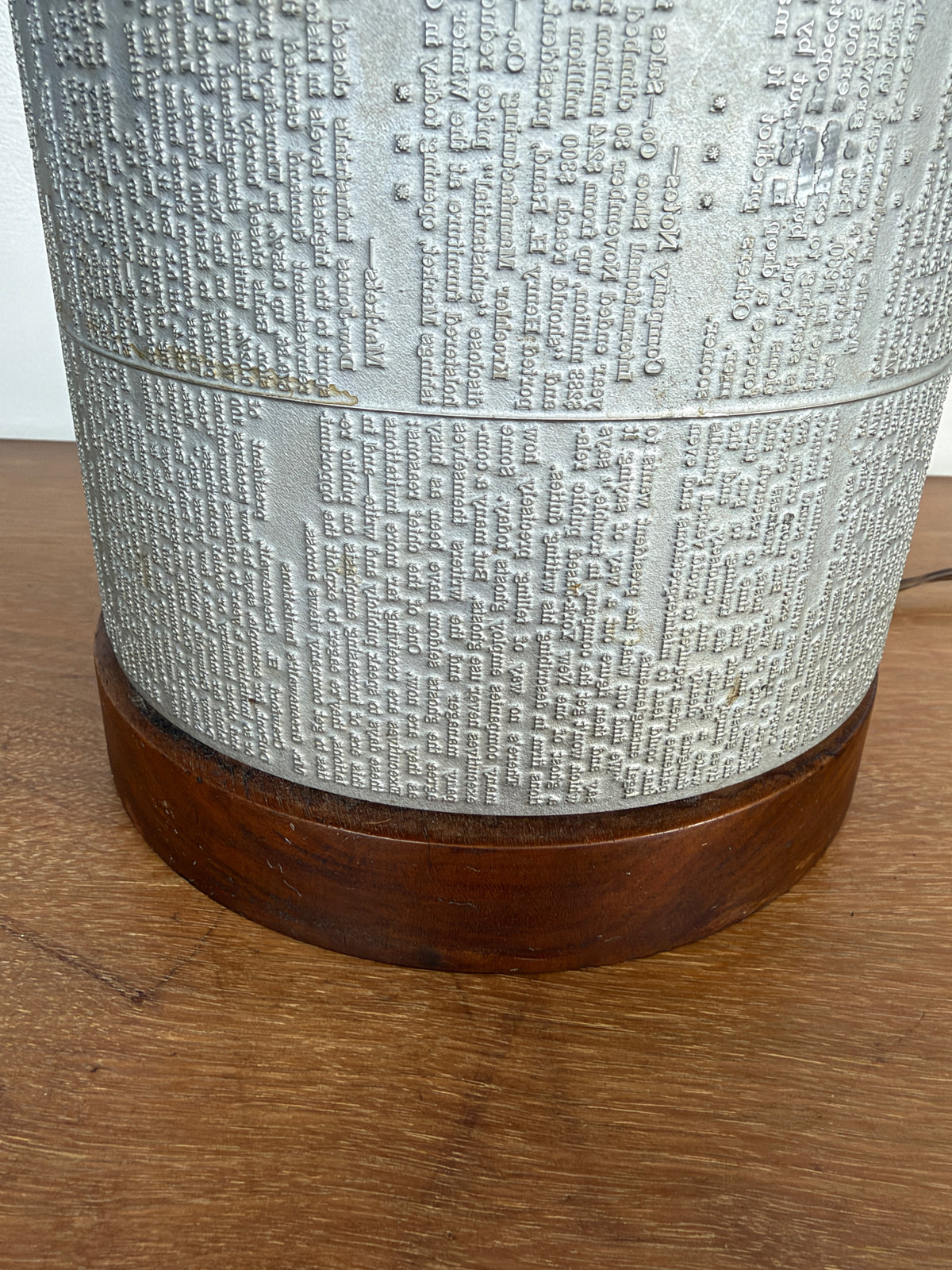 Wall Street Journal Printing Plate Table Lamp, January 4, 1960, Walnut and Metal
