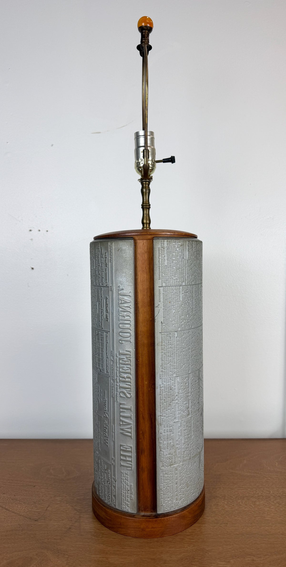Wall Street Journal Printing Plate Table Lamp, January 4, 1960, Walnut and Metal
