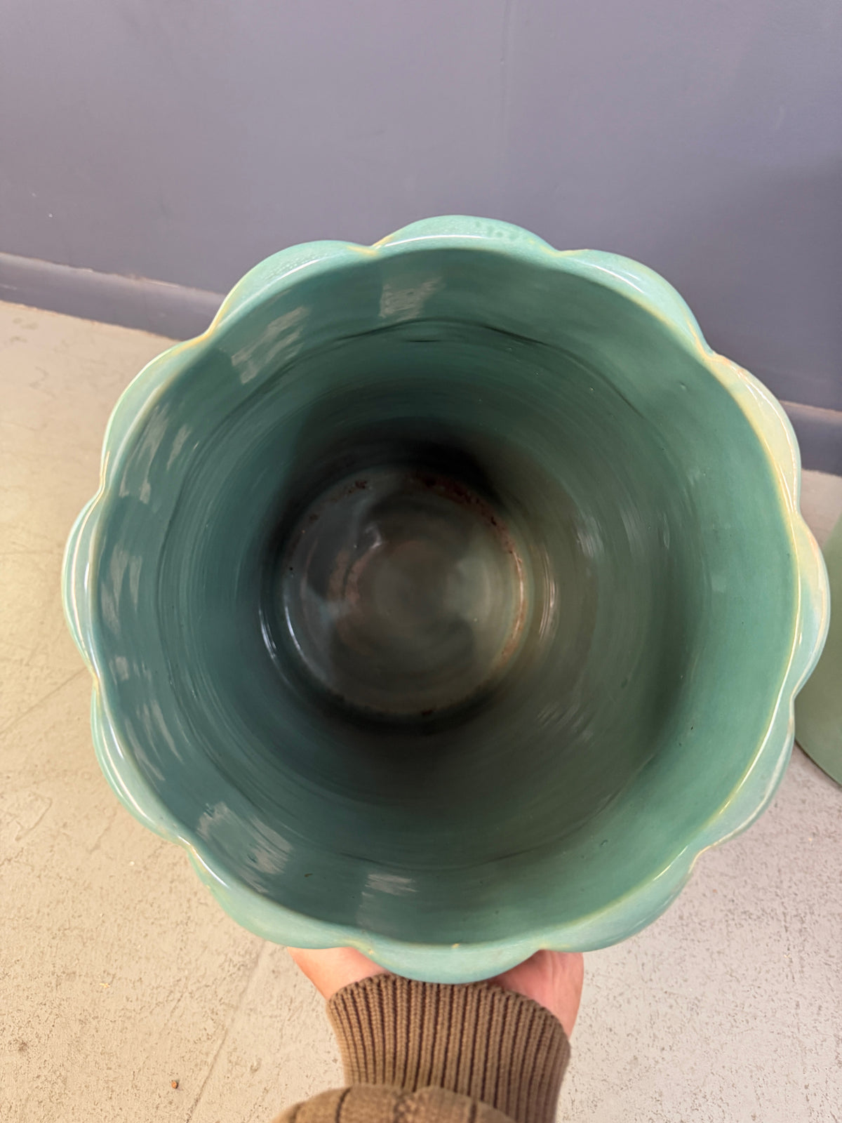 Pair of Galloway Terra Cotta Co. Art Deco Aqua Glazed Floor Vases, Philadelphia
